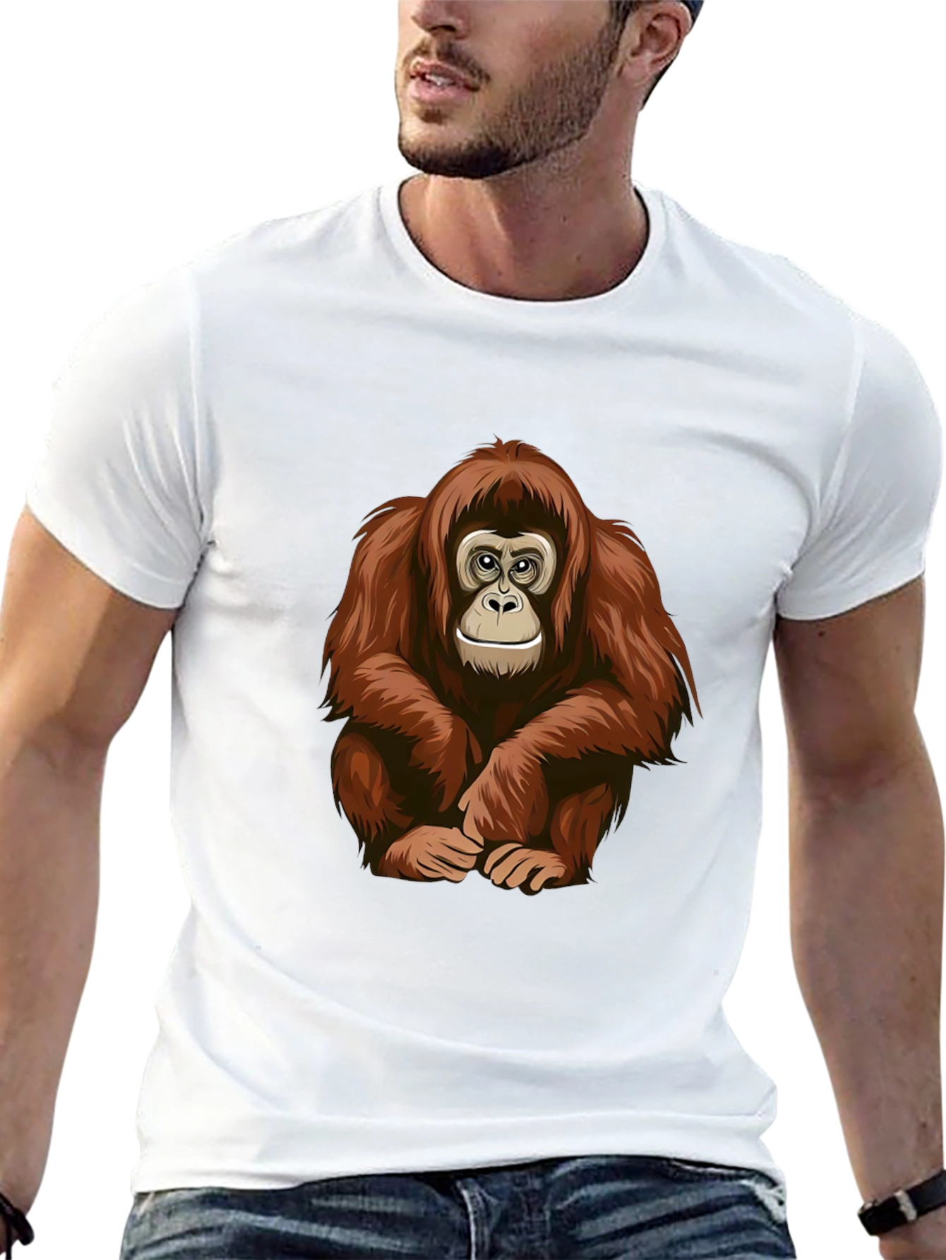 Black Orangutan Graphic T-Shirt - Cool Ape Design Tee view 13