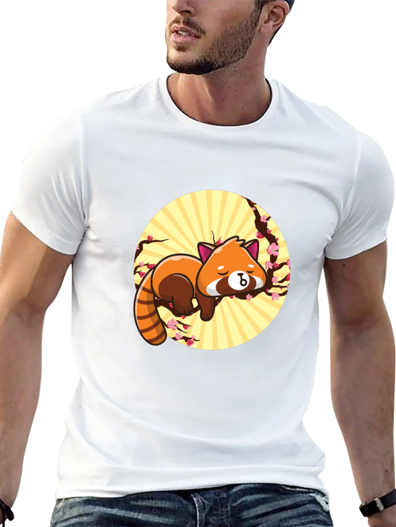 Black Cute Red Panda T-Shirt - Relaxed Graphic Tee view 13