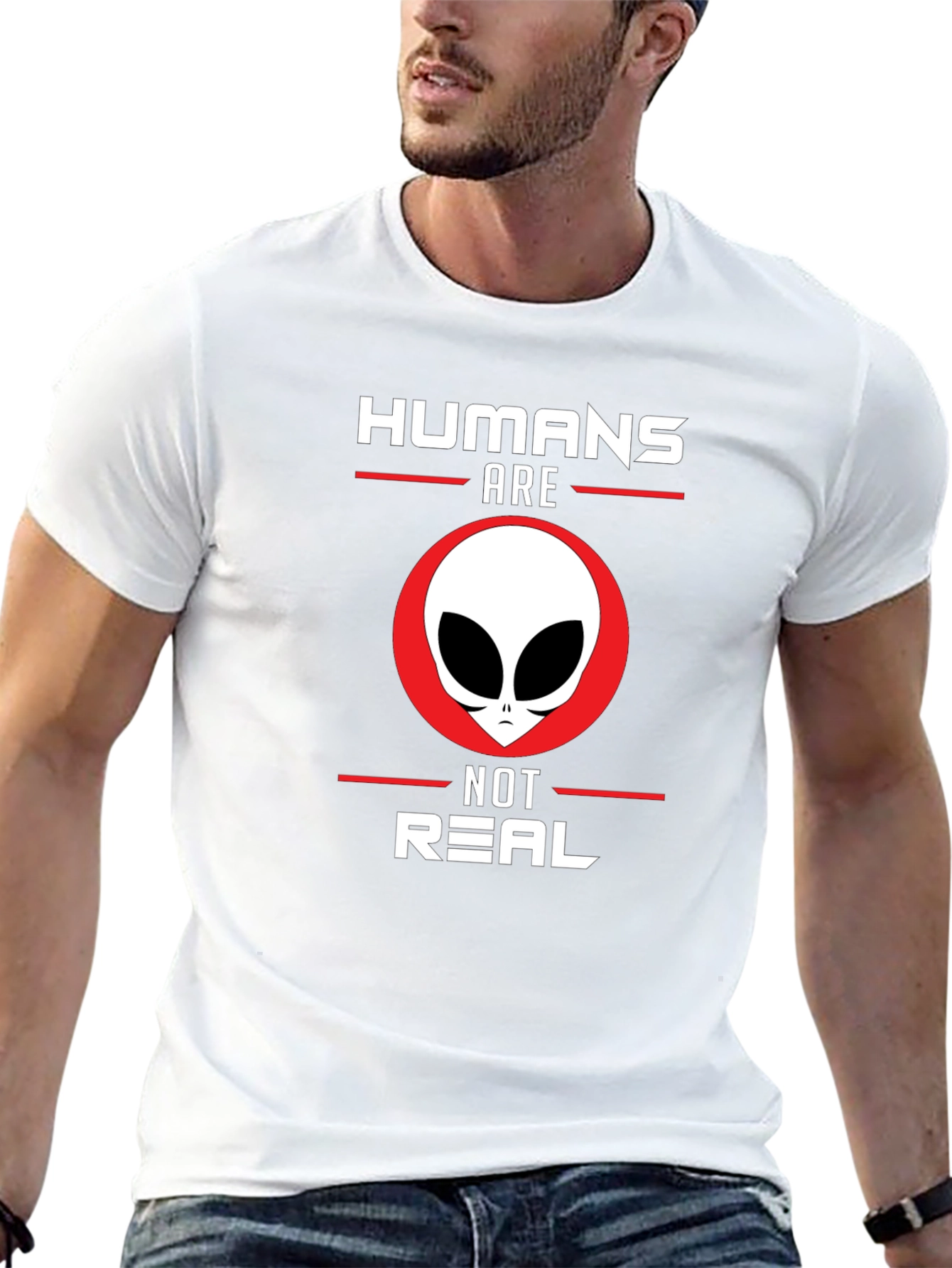 Black Humans Are Not Real Alien Graphic Tee - Black view 13