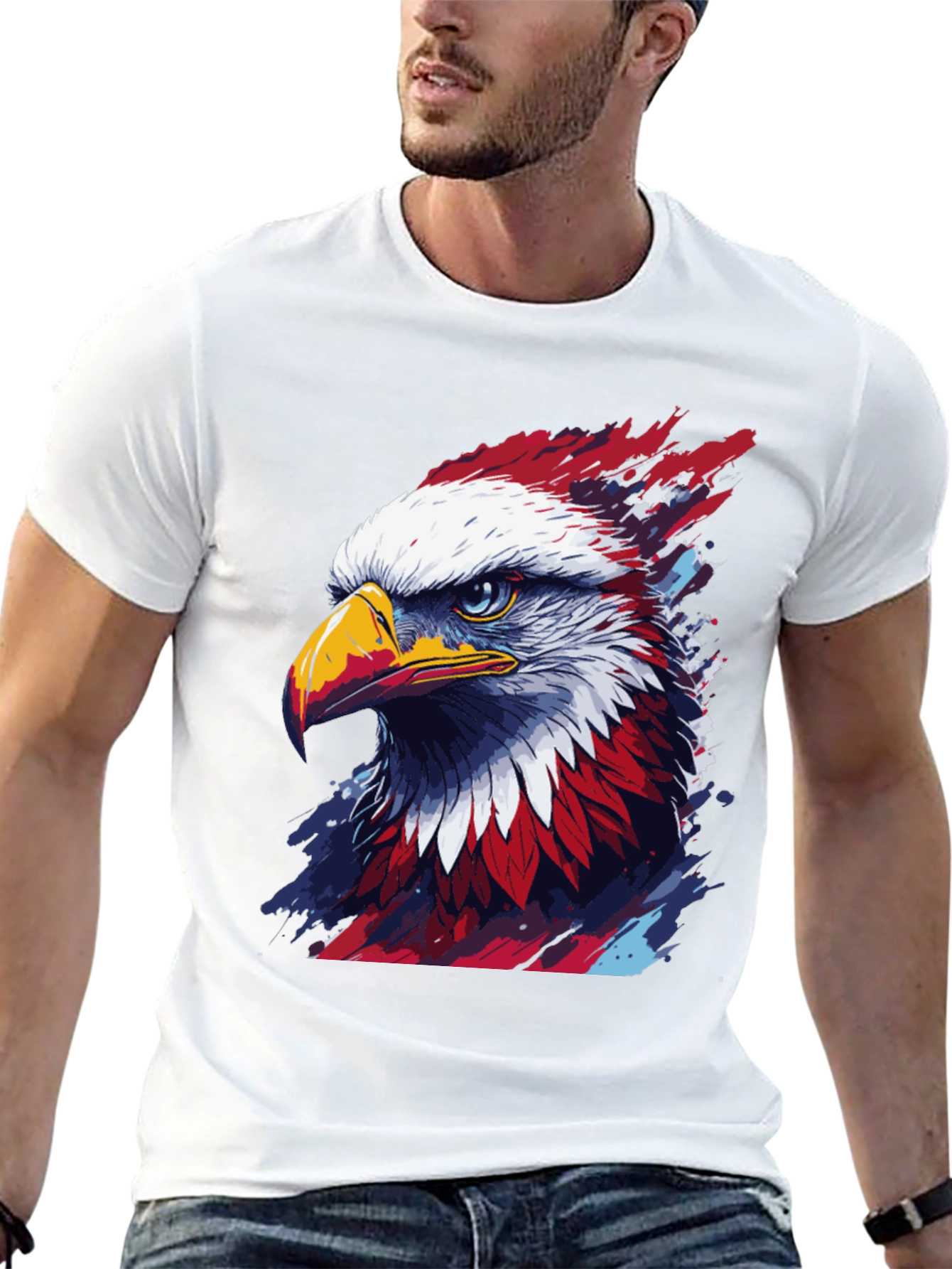 Black Patriotic Eagle Graphic Tee - Men's Black T-Shirt view 13