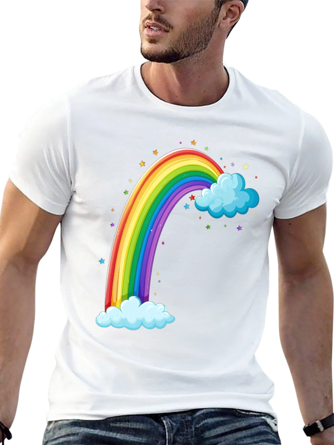 Black Rainbow & Cloud Graphic T-Shirt view 13