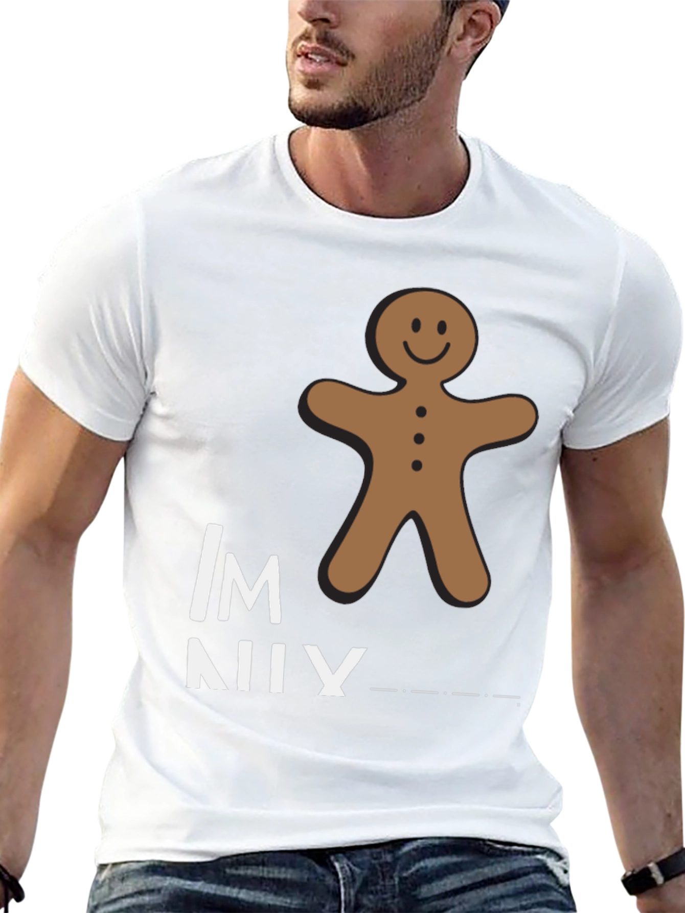Black Gingerbread Man Funny Graphic T-Shirt view 13