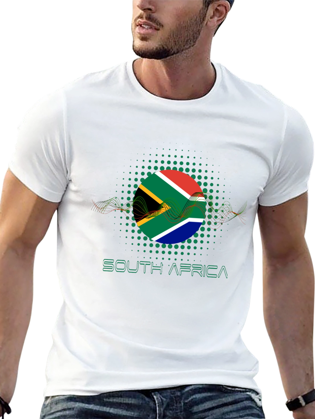 Black South Africa Flag Graphic Black T-Shirt view 13