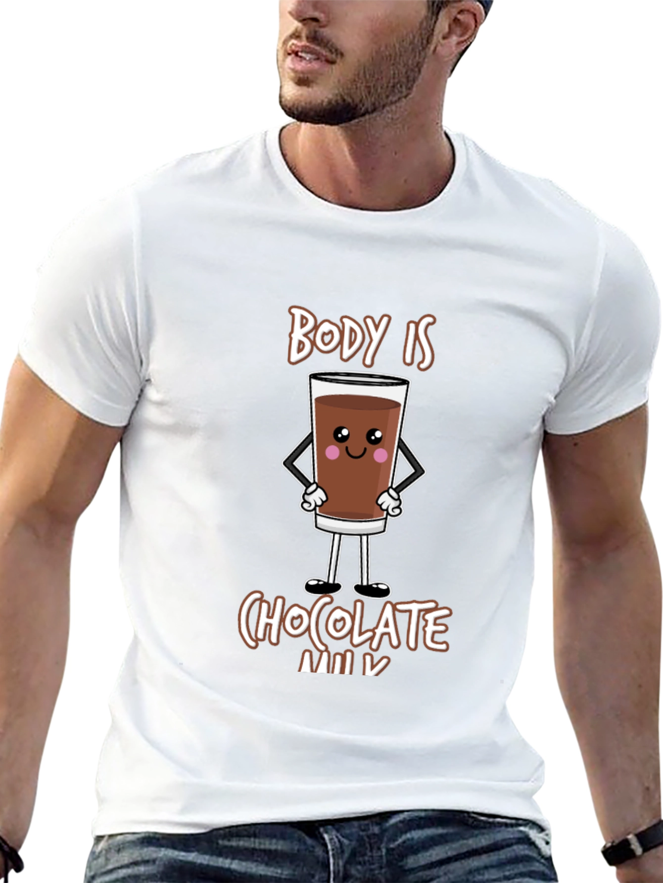 Black Funny Chocolate Milk Body T-Shirt - Unisex Tee view 13
