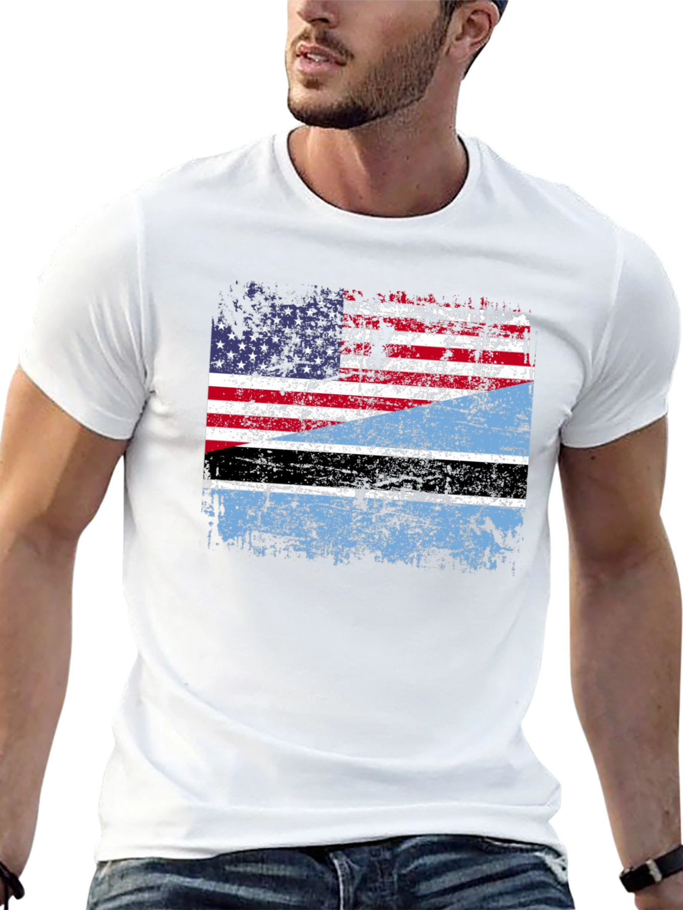 Black USA Botswana Flag Graphic Tee view 13