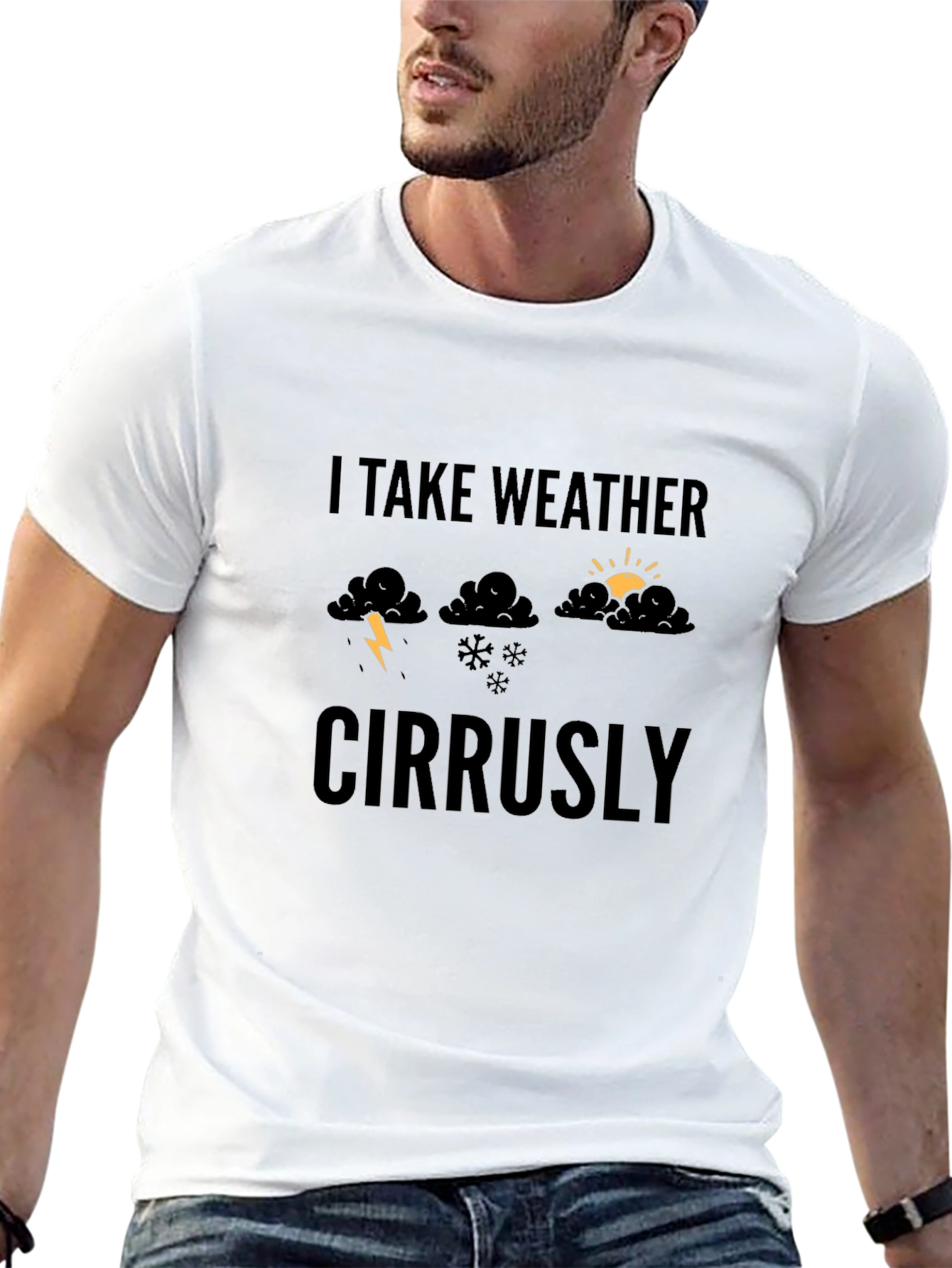 Black Funny Weather Graphic Tee - "I Take Weather Cirrusly" view 13