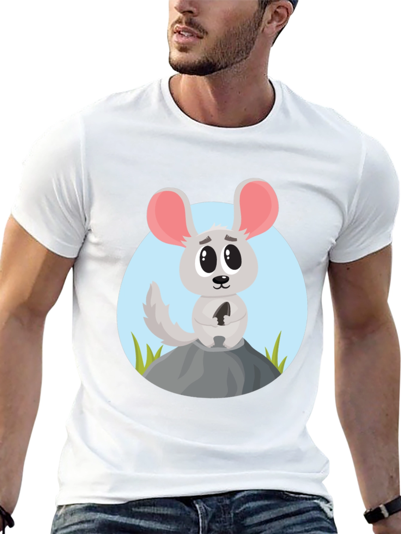 Black Cartoon Mouse Graphic Tee - Cute Animal Design Shirt view 13