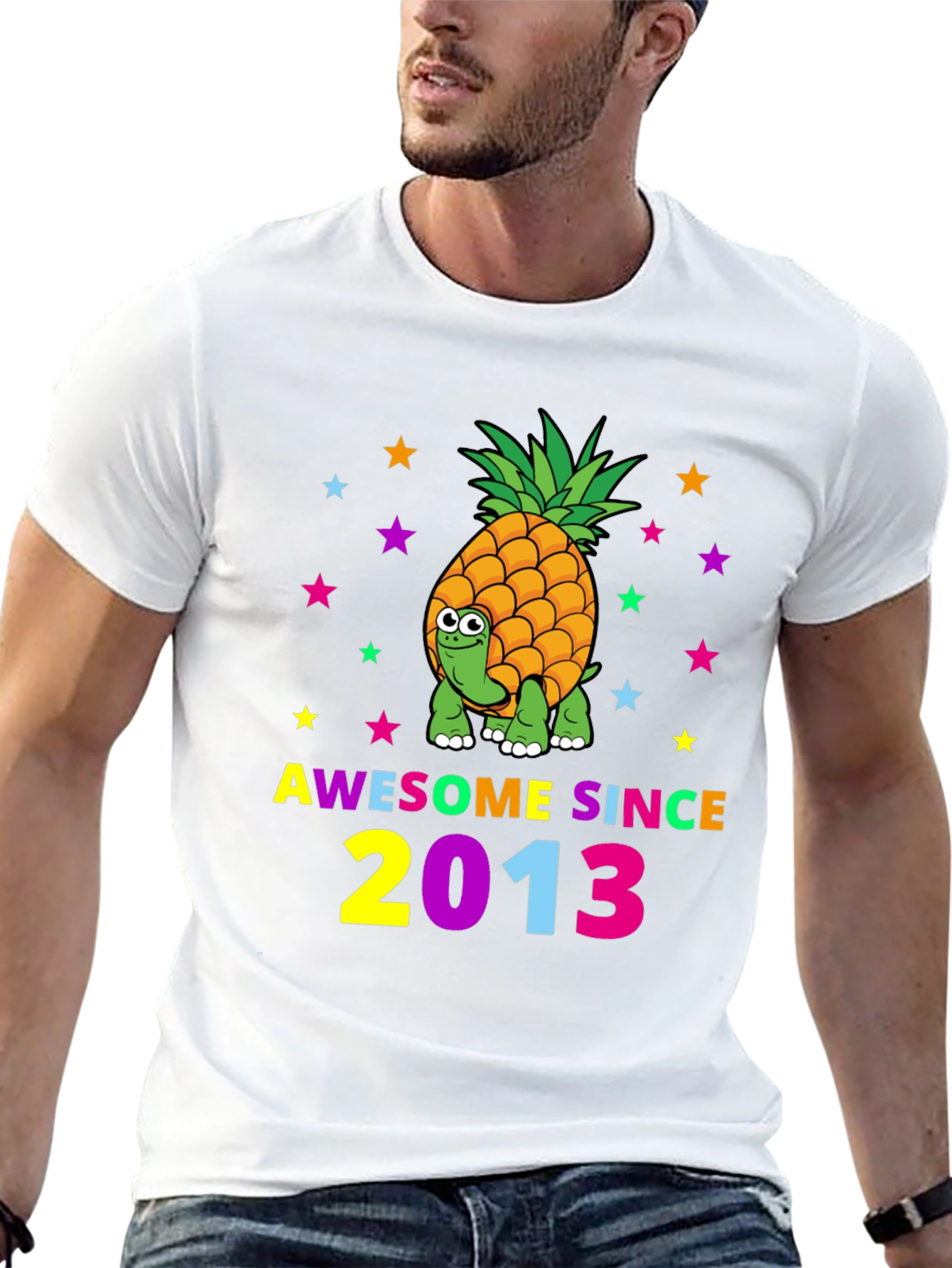 Black Awesome Since 2013 Pineapple Turtle Graphic T-Shirt view 13
