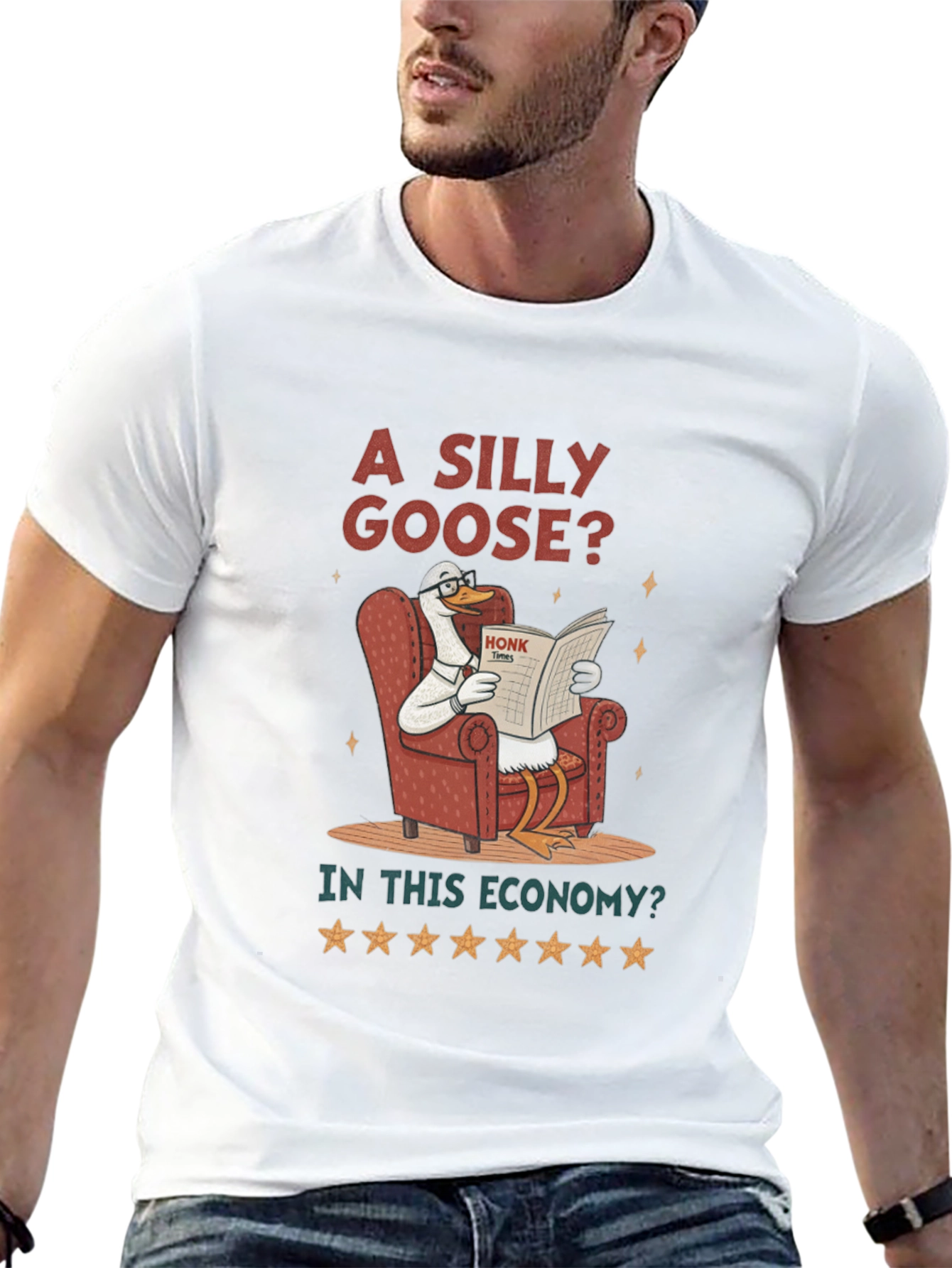 Black Silly Goose Economy T-Shirt - Humorous Graphic Tee view 13