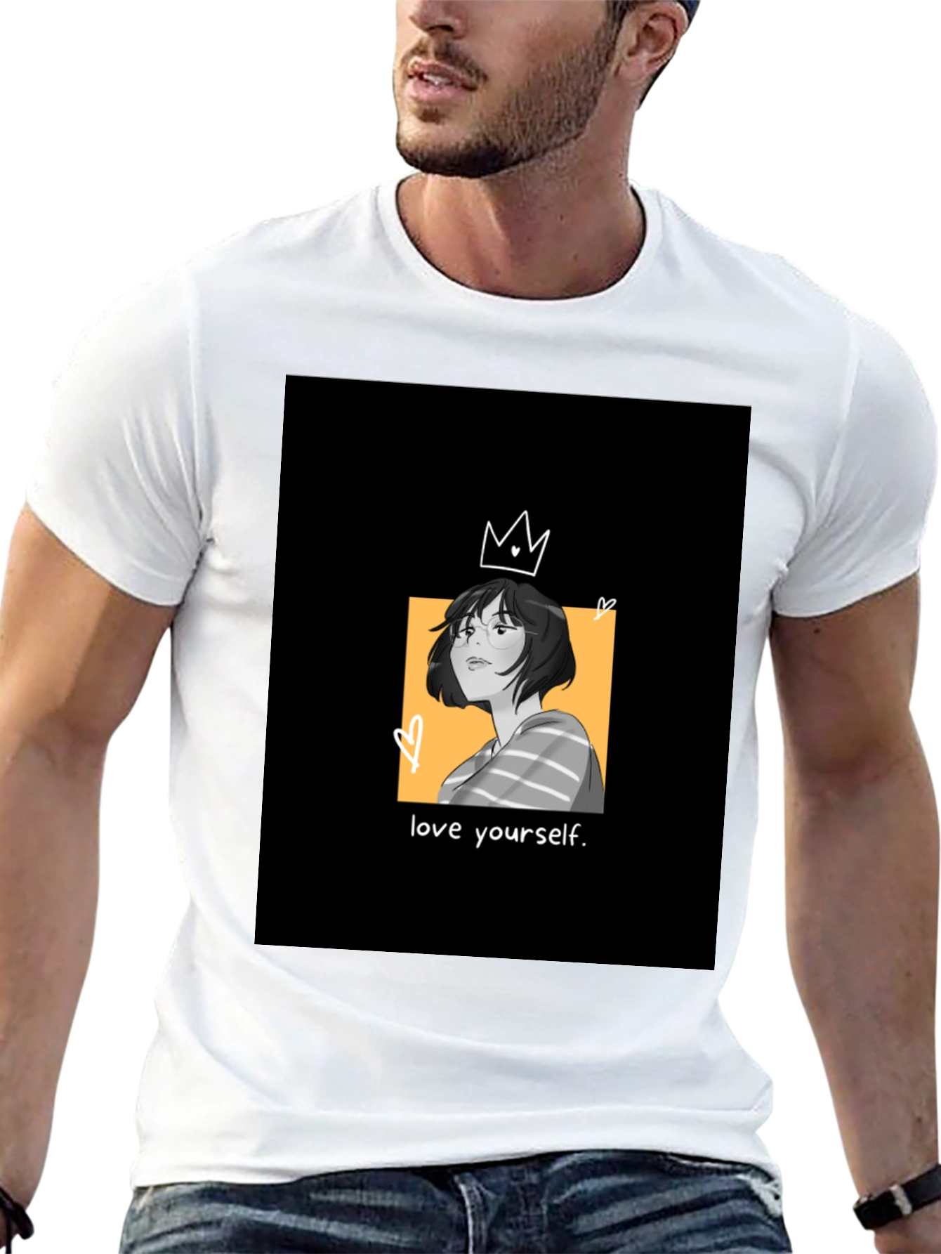 Black Love Yourself Graphic Tee - Black Unisex T-Shirt view 13