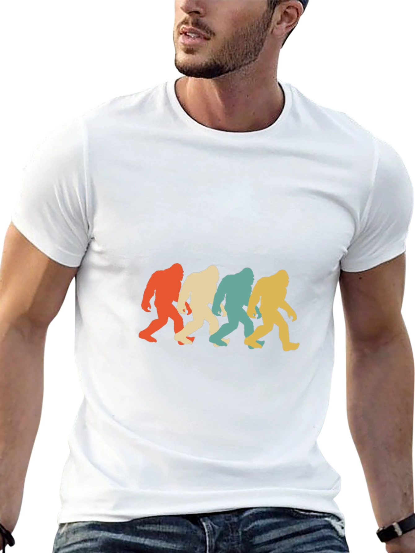 Black Retro Bigfoot T-Shirt: Sasquatch Silhouette Tee view 13