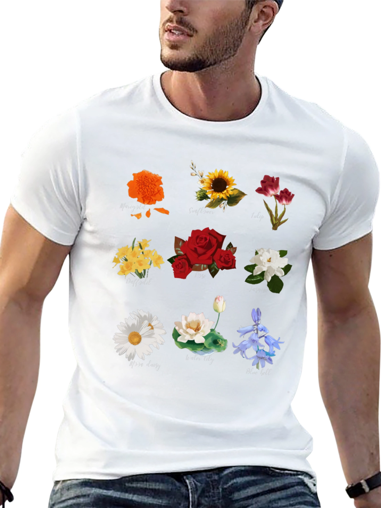 Black Floral T-Shirt with Assorted Flower Prints view 13