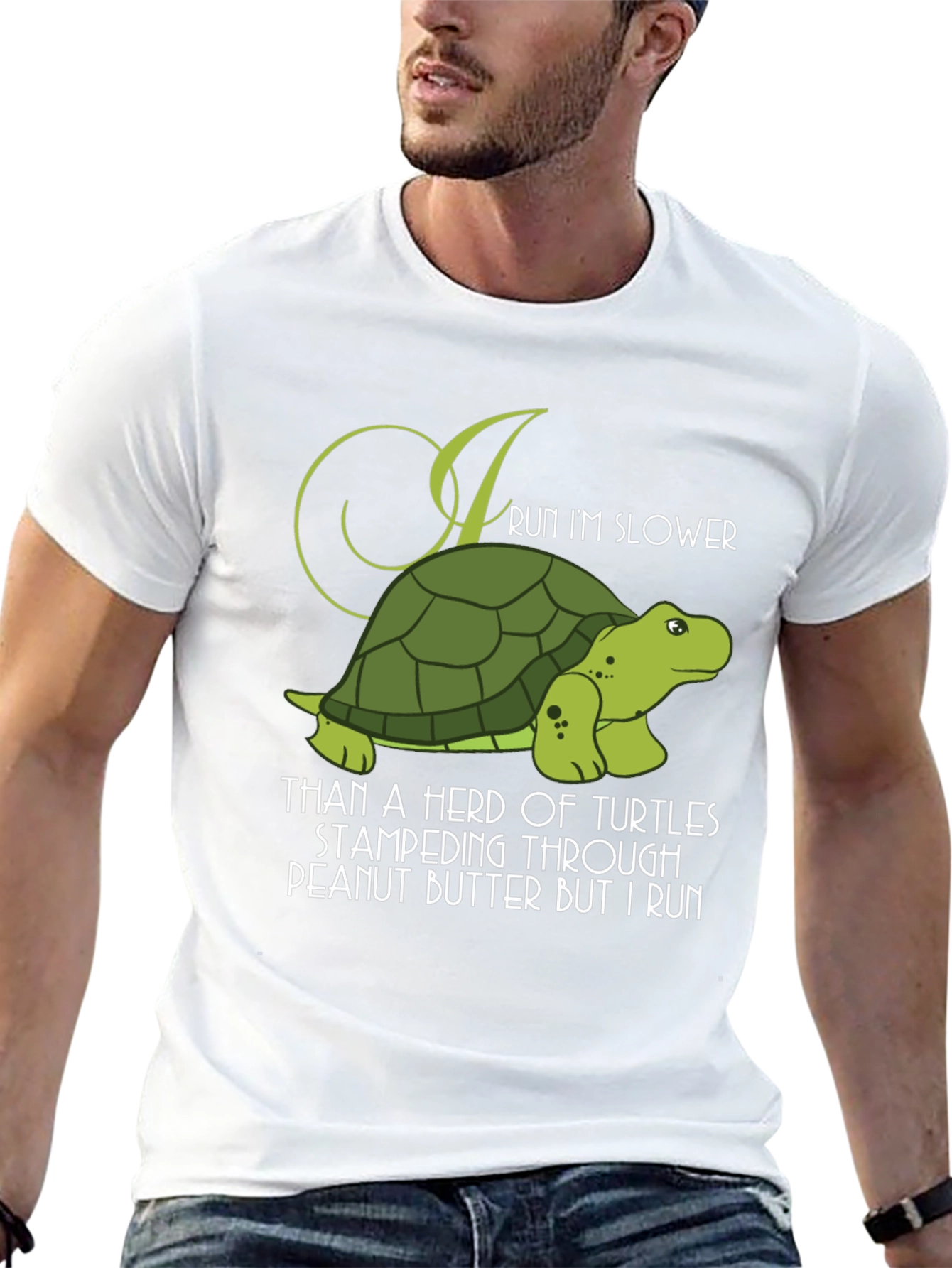 Black Funny Turtle Run Slower T-Shirt - Novelty Graphic Tee view 13