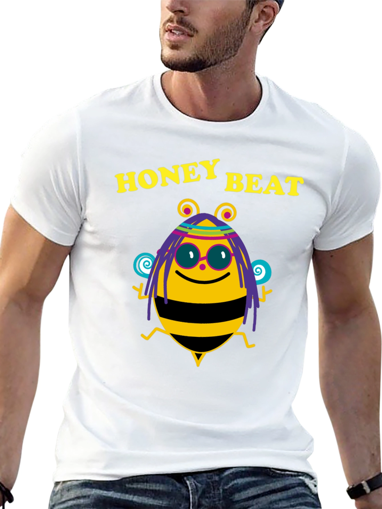 Black Honey Beat Bee Graphic Black T-Shirt view 13