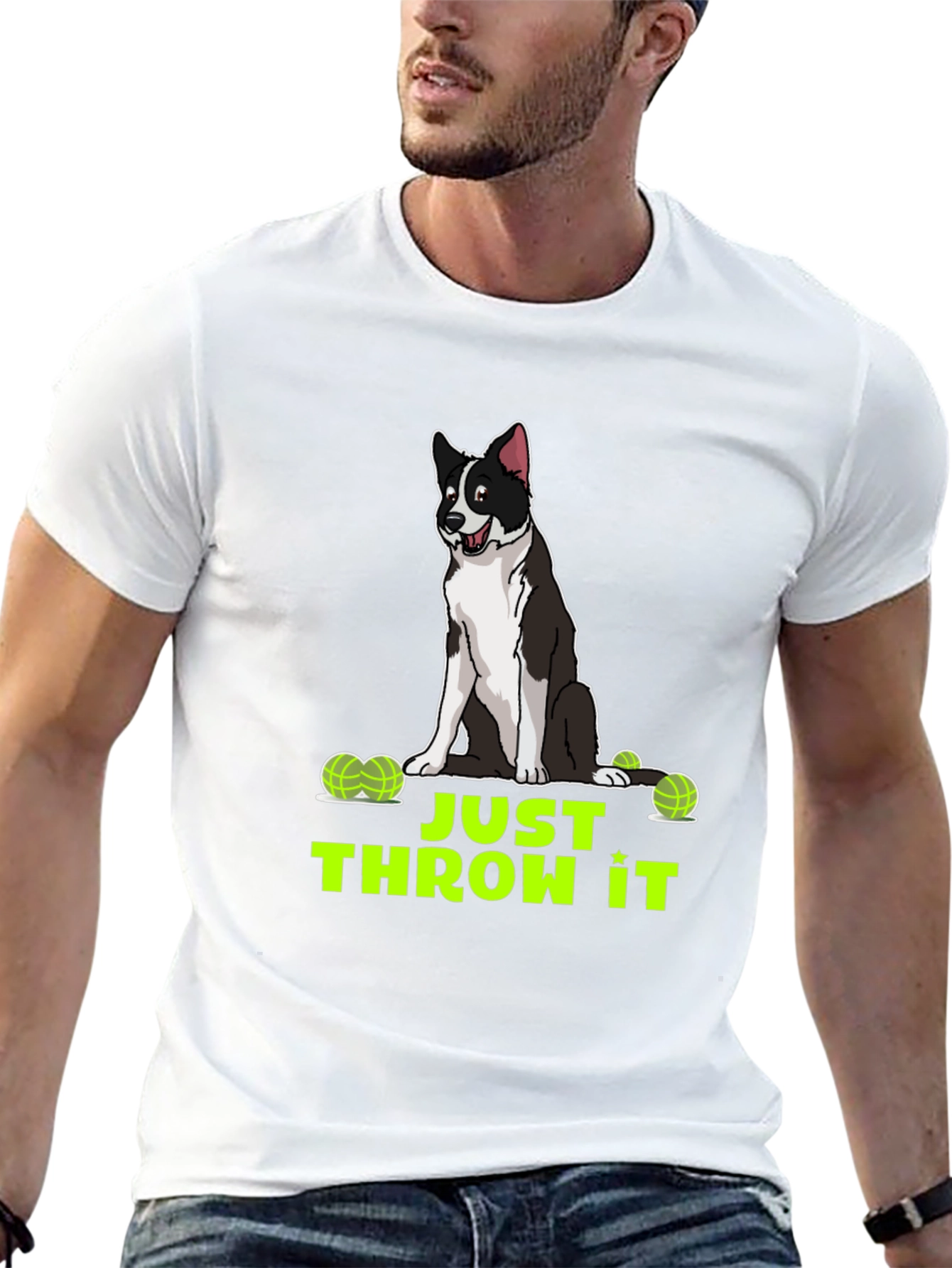 Black Just Throw It Dog Graphic T-Shirt view 13