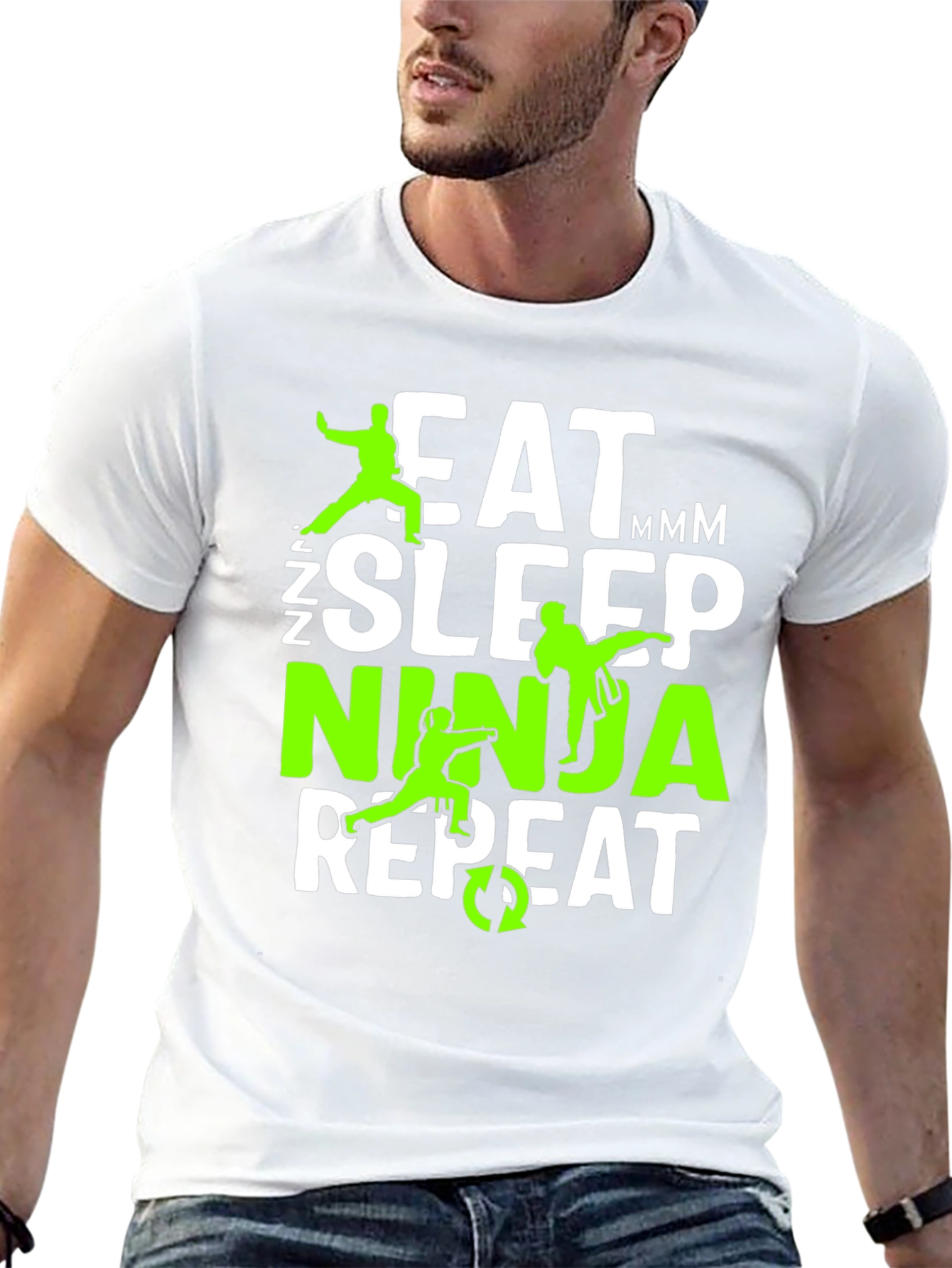 Black Eat Sleep Ninja Repeat Graphic Tee view 13