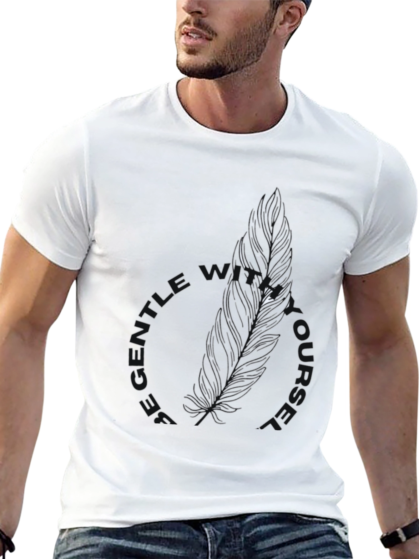 Black Be Gentle With Yourself Black Feather Tee view 13