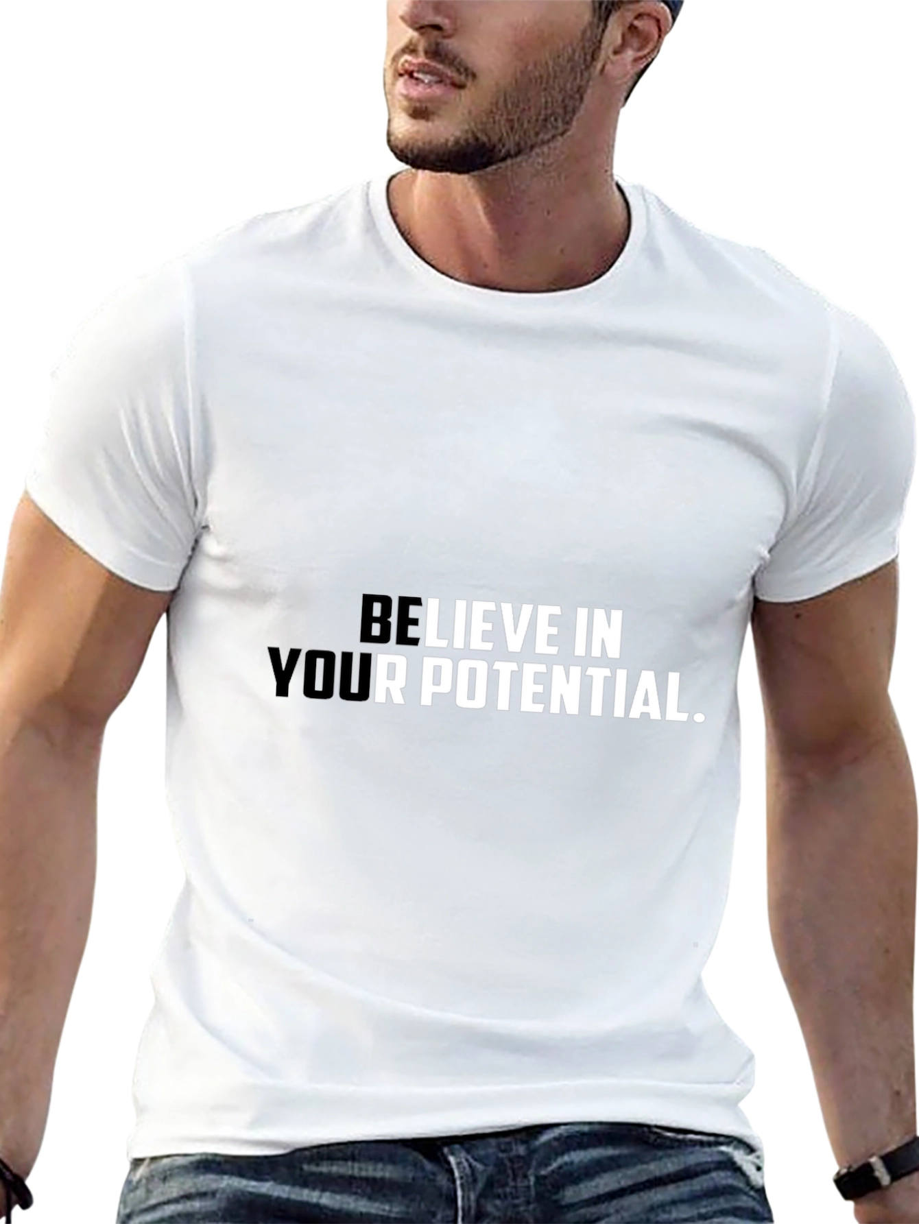 Black Believe In Your Potential Graphic Tee view 13