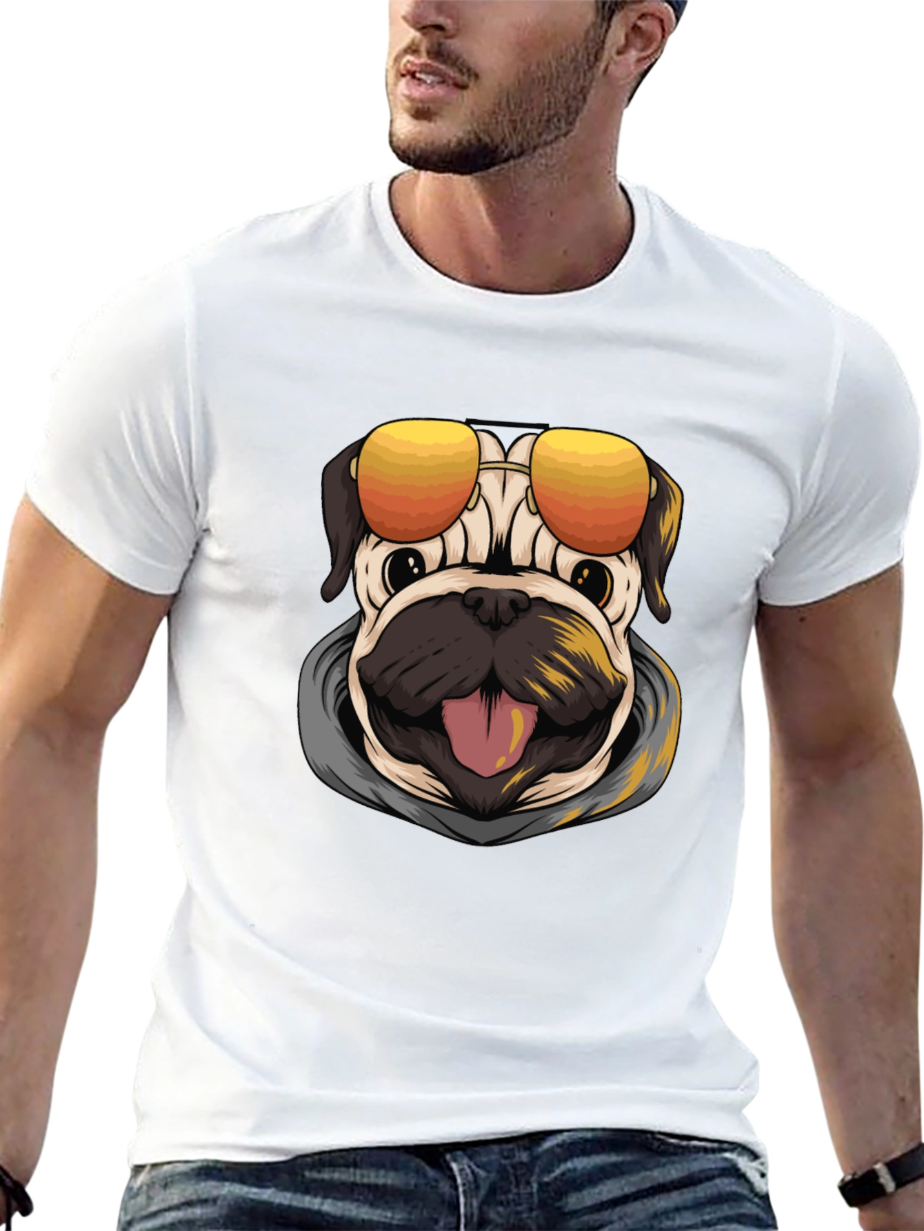 Black Cool Pug Graphic T-Shirt view 13