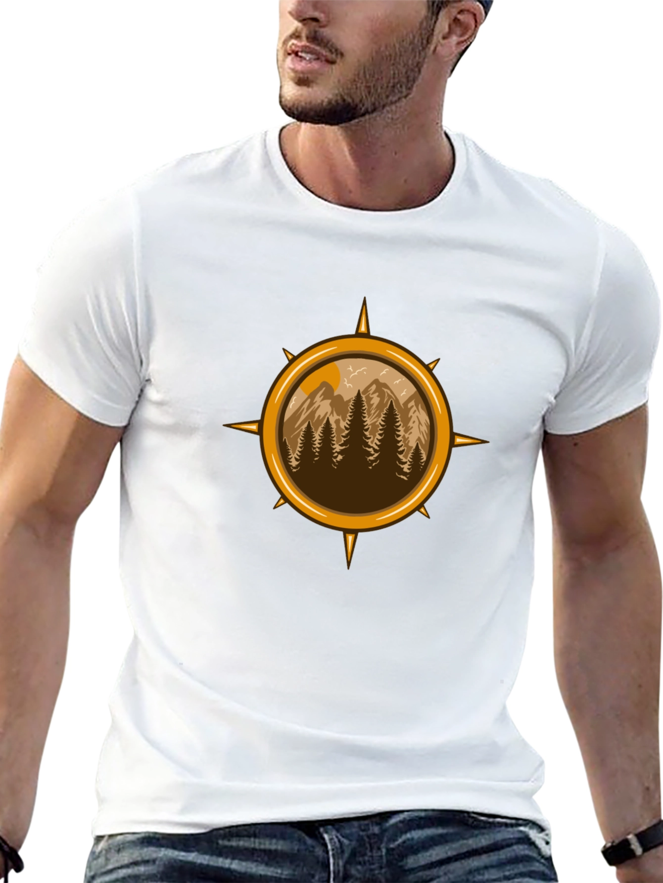 Black Nature Compass Graphic Tee - Adventure Awaits! view 13