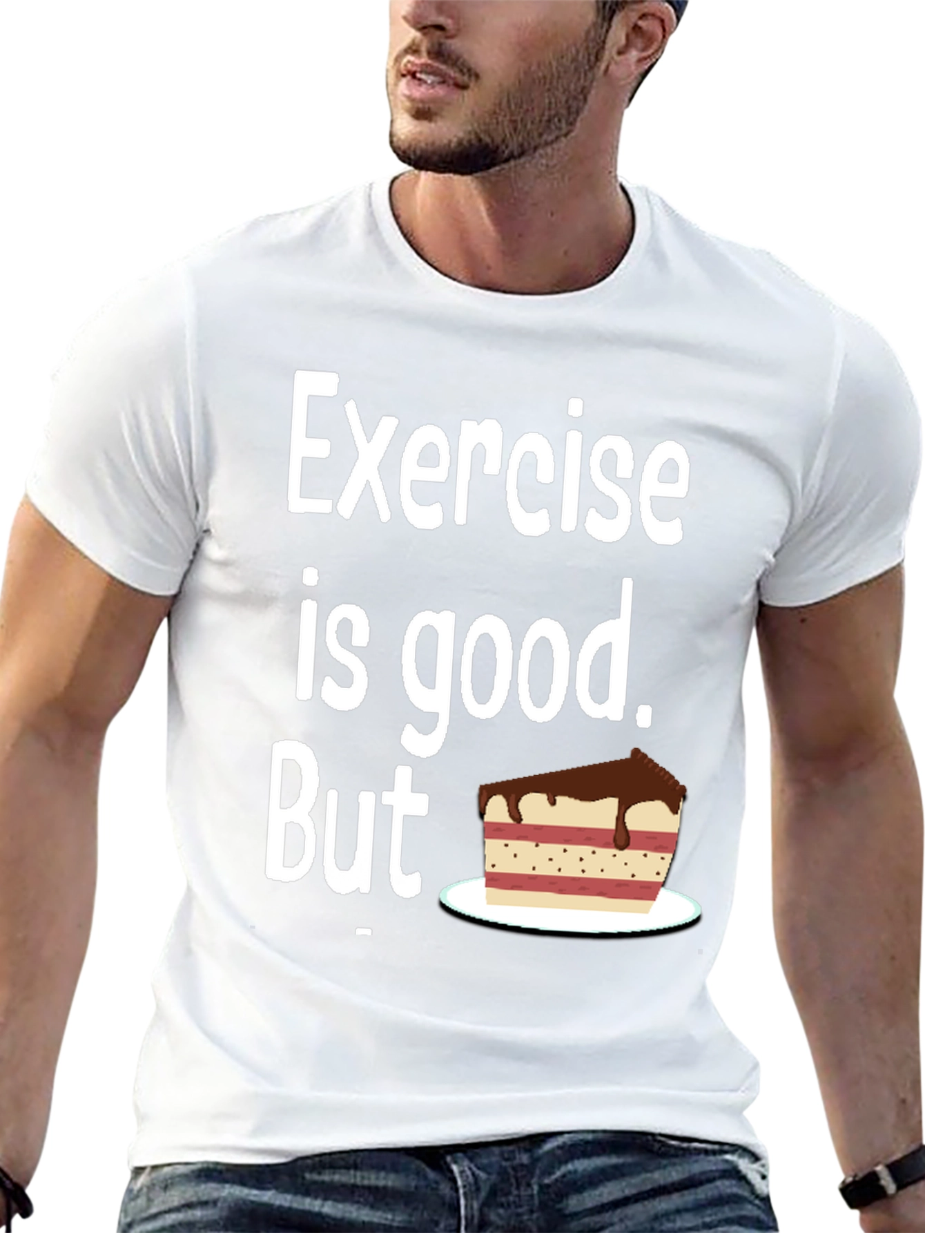 Black Funny Exercise Cake Lover T-Shirt view 13