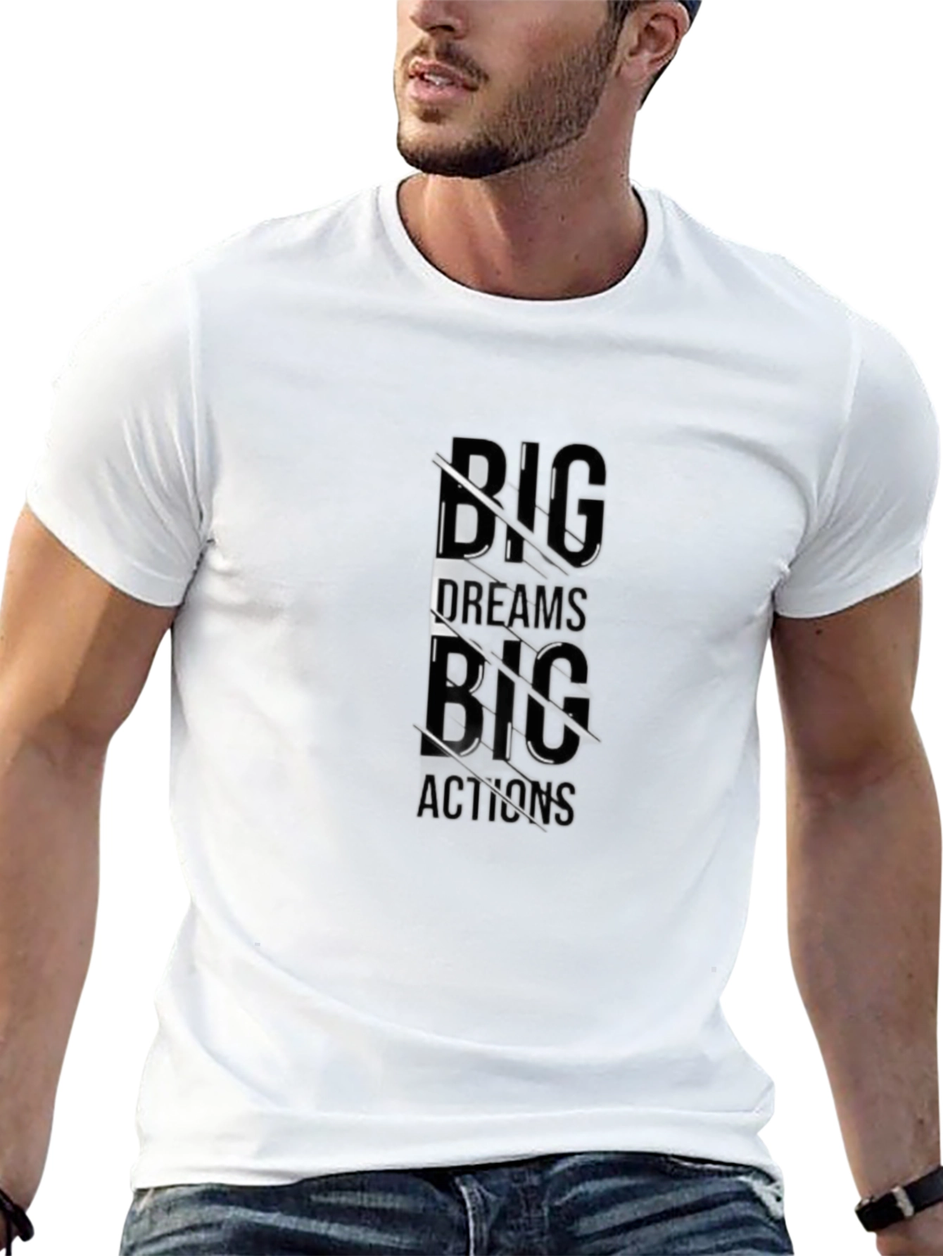 Black Big Dreams Big Actions Black Graphic Tee view 13