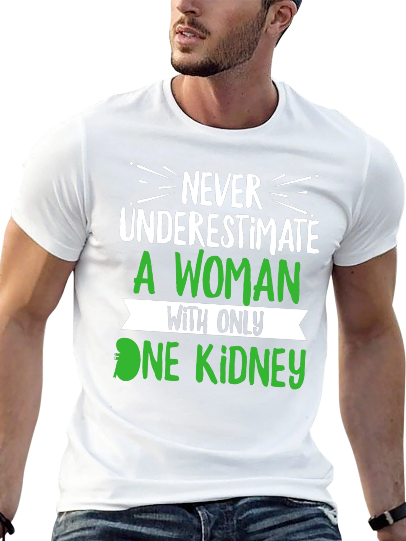 Black Never Underestimate One Kidney T-Shirt view 13