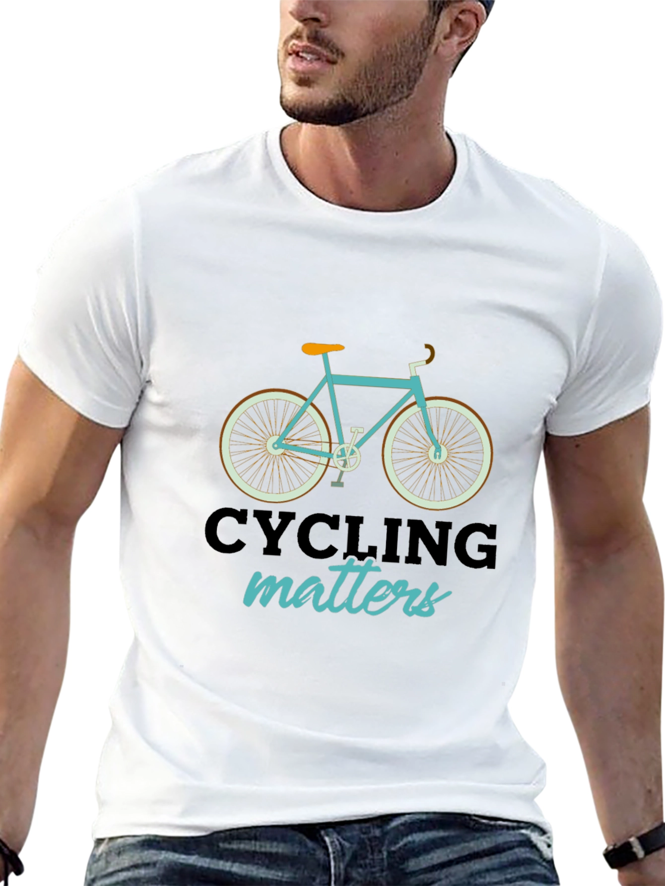 Black Cycling Matters Graphic T-Shirt, Mens Black Tee view 13