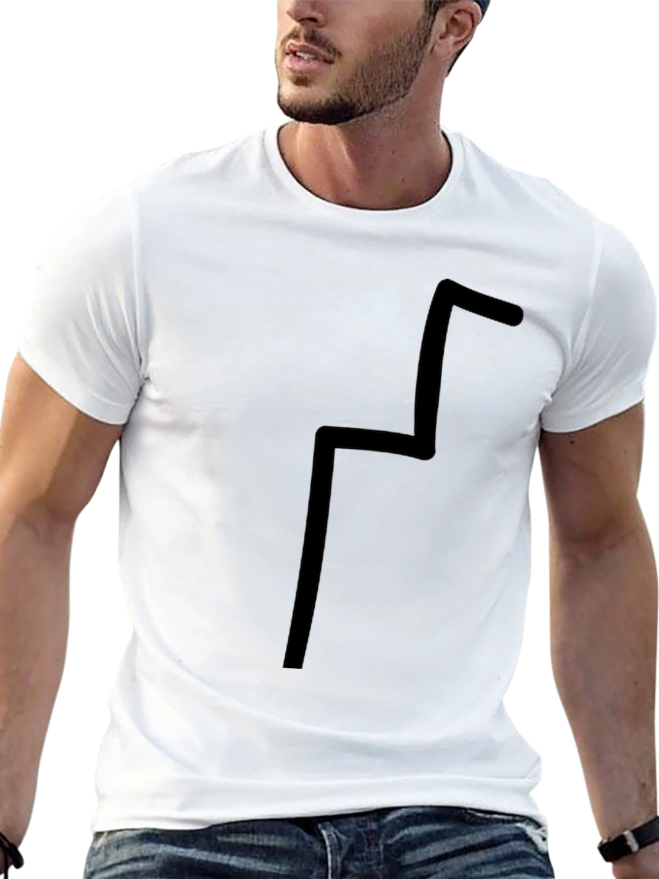 Black Unique Geometric Design Black T-Shirt view 13