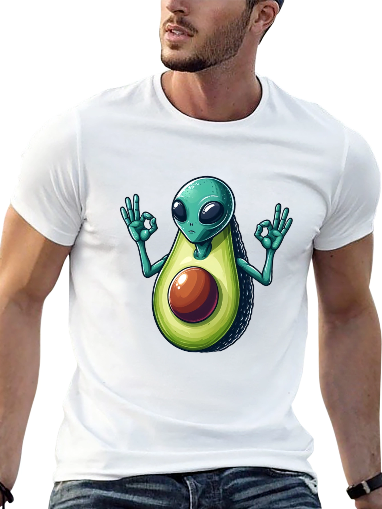 Black Alien Avocado T-Shirt - Funny Graphic Tee view 13