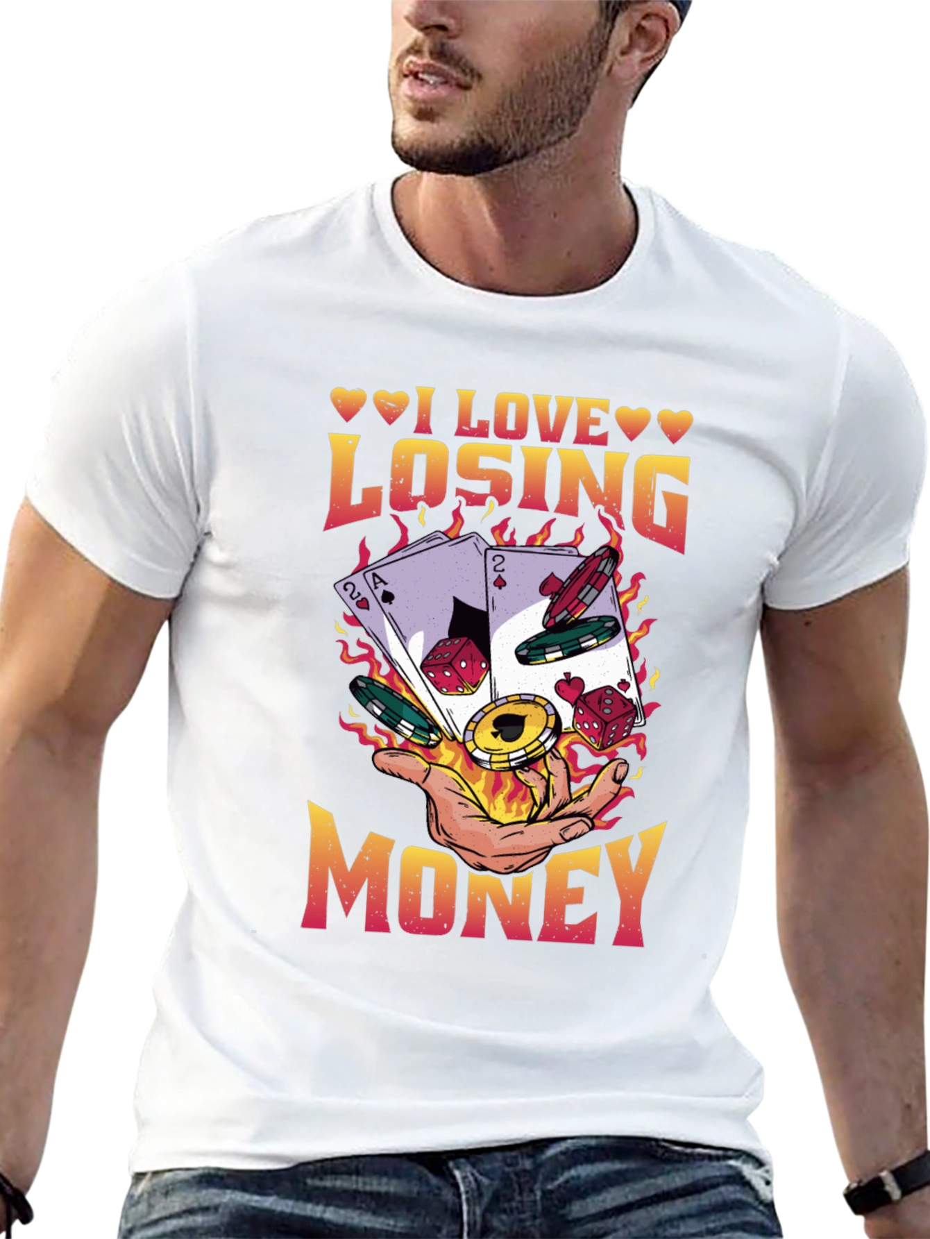 Black I Love Losing Money Funny Poker Gambling T-Shirt view 13
