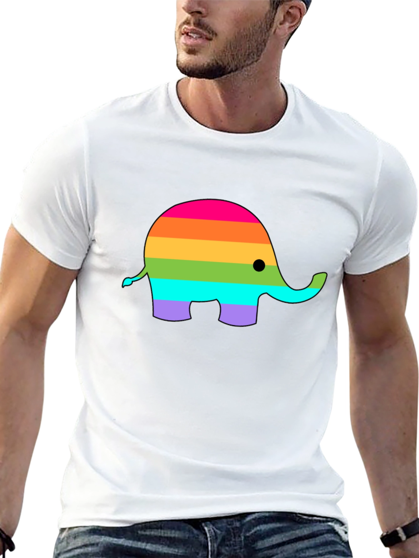 Black Rainbow Elephant Graphic T-Shirt view 13