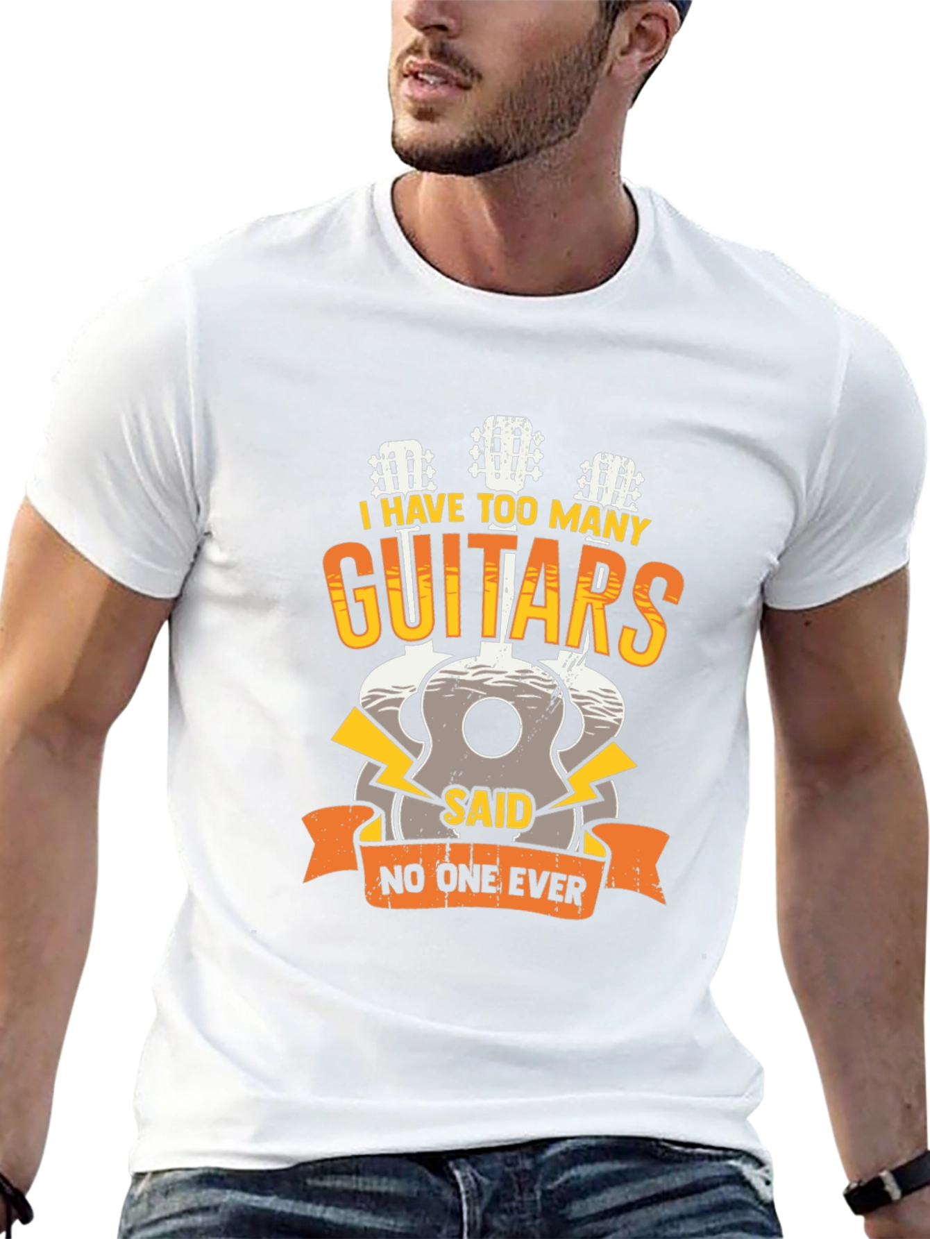 Black Guitar Lover Tee: I Have Too Many Guitars! view 13