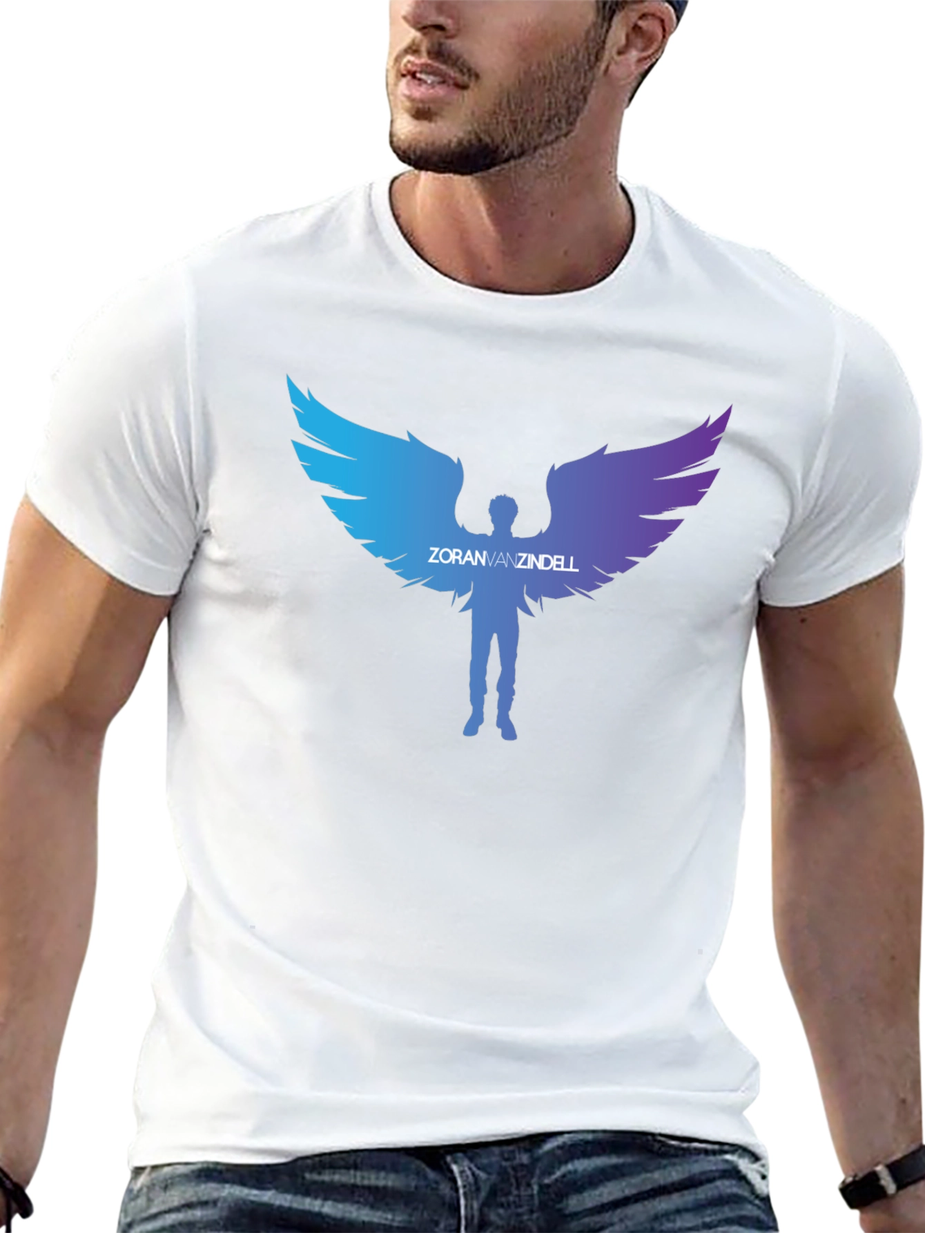 Black ZoranVanzindell Angel Wings Black T-Shirt view 13