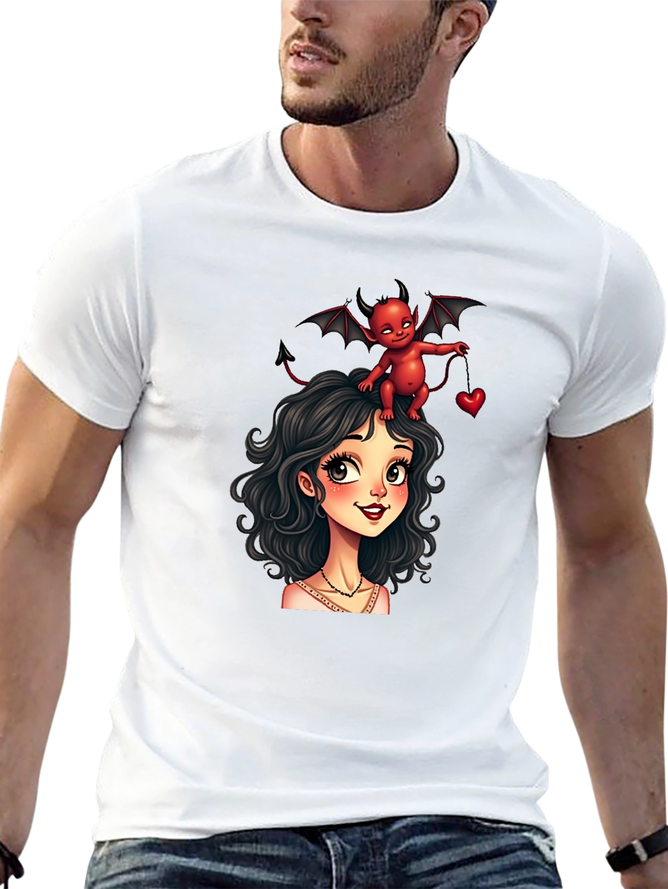 Black Devilishly Cute Black Graphic Tee view 13