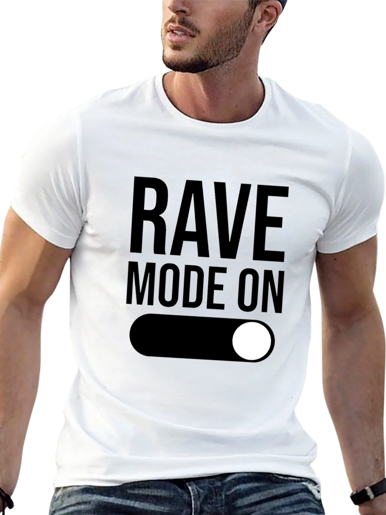 Black Rave Mode On - Black Graphic T-Shirt view 13