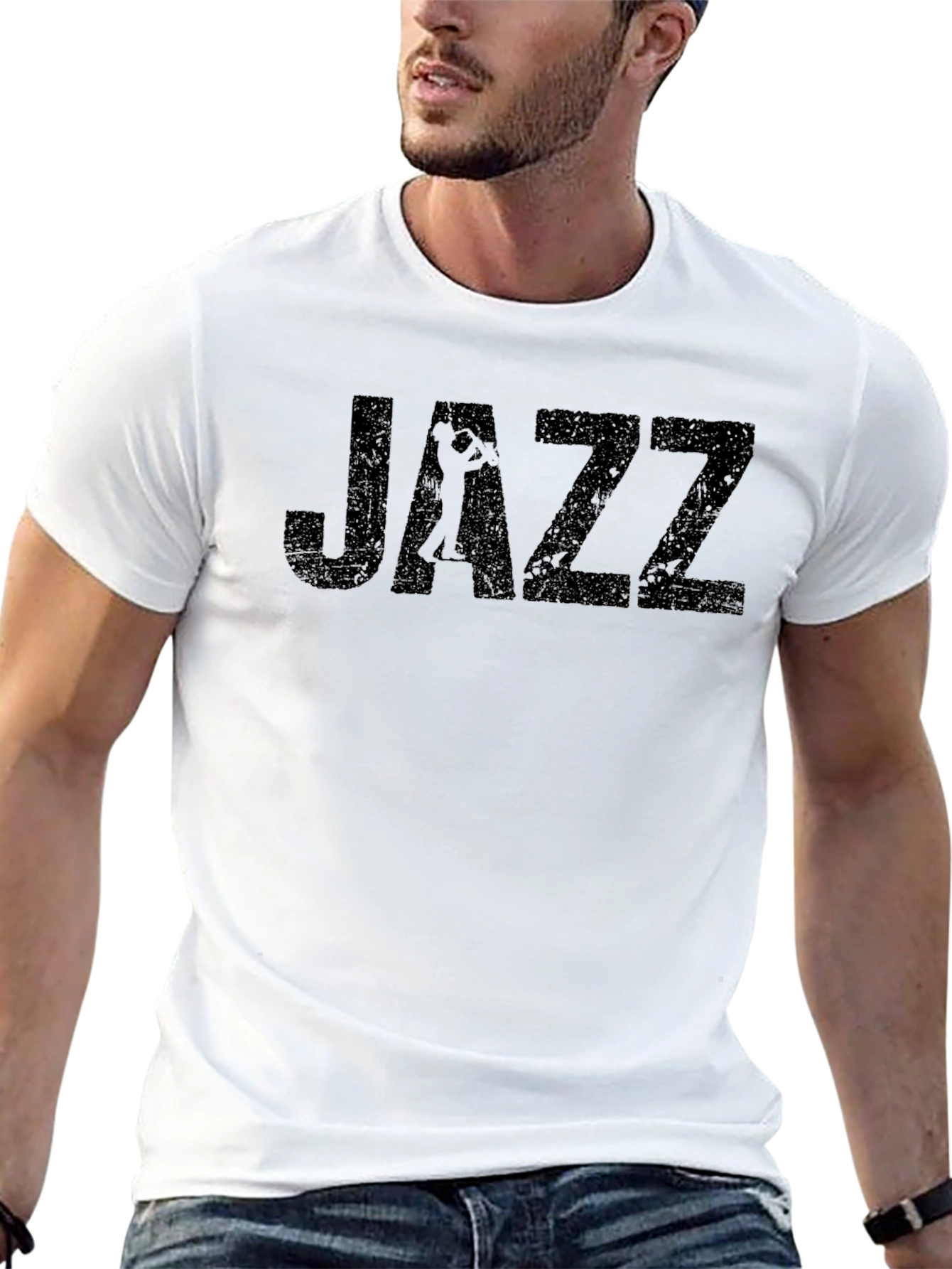 Black Jazz Saxophone Player Graphic T-Shirt - Black view 13