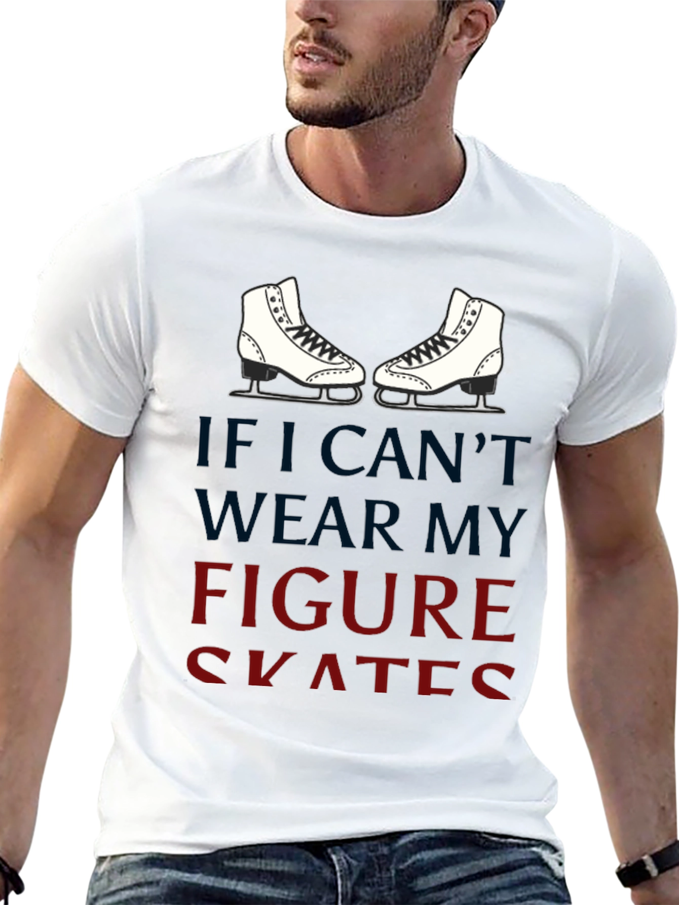 Black Figure Skates Graphic T-Shirt -  If I Can't Wear My Skates view 13
