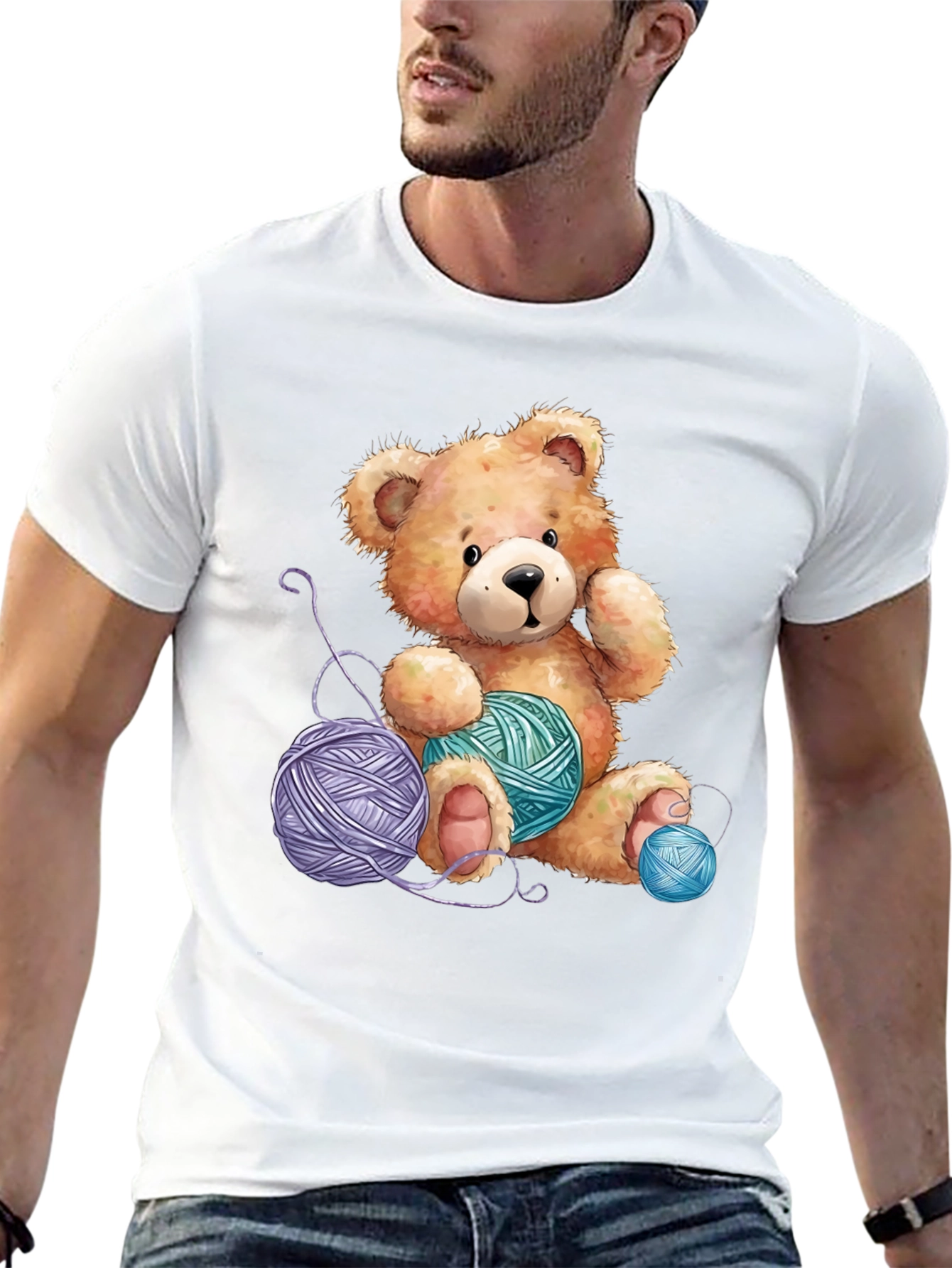 Black Teddy Bear Yarn Lover T-Shirt view 13
