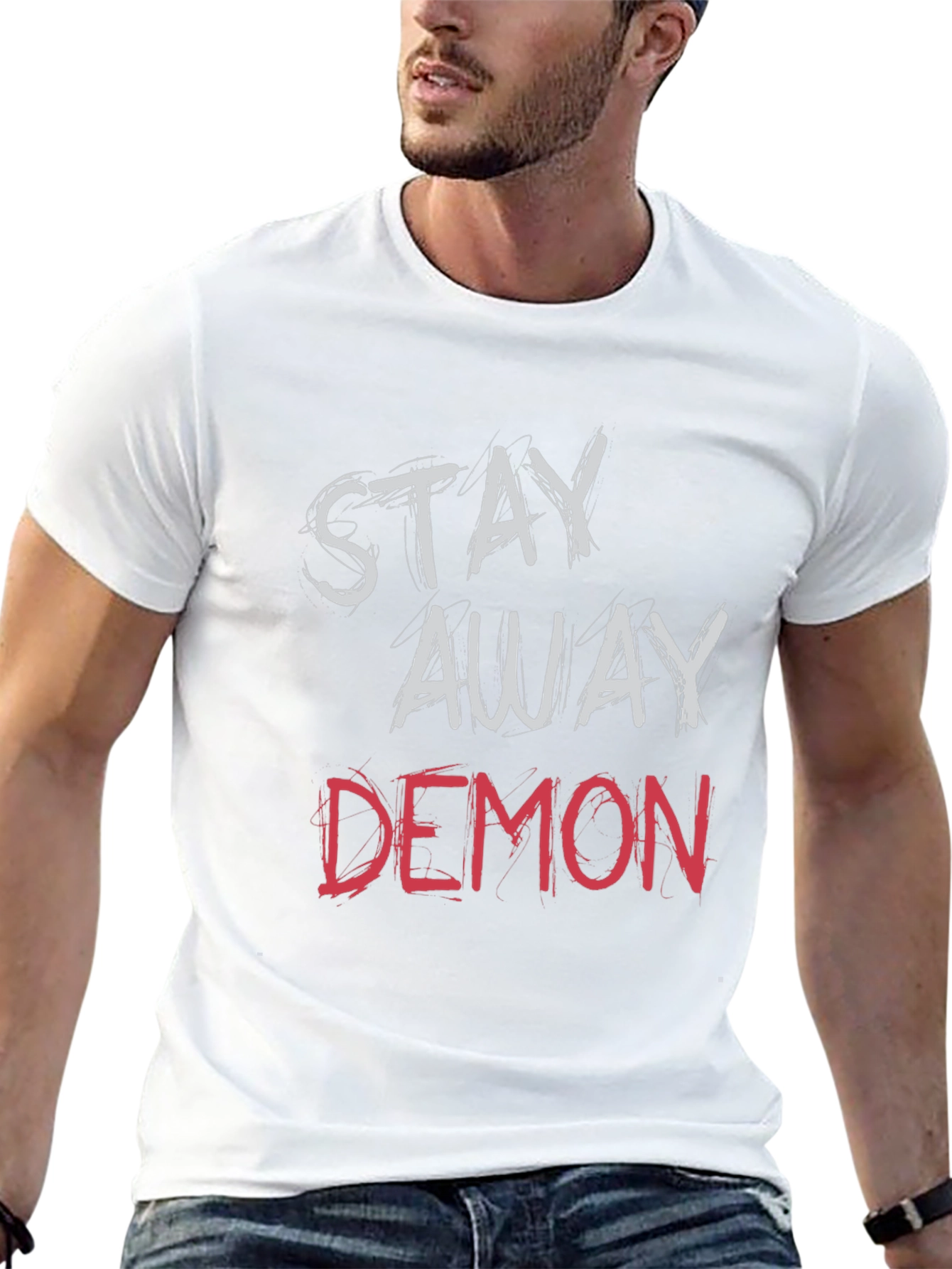 Black Stay Away Demon Graphic Tee - Soft Cotton view 13