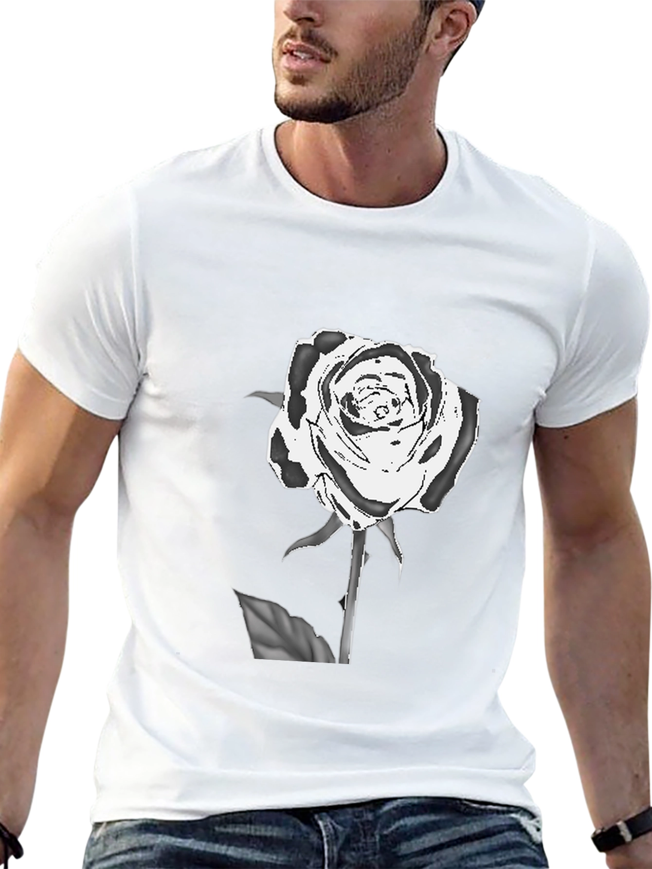 Black Black T-Shirt with Rose Graphic view 13