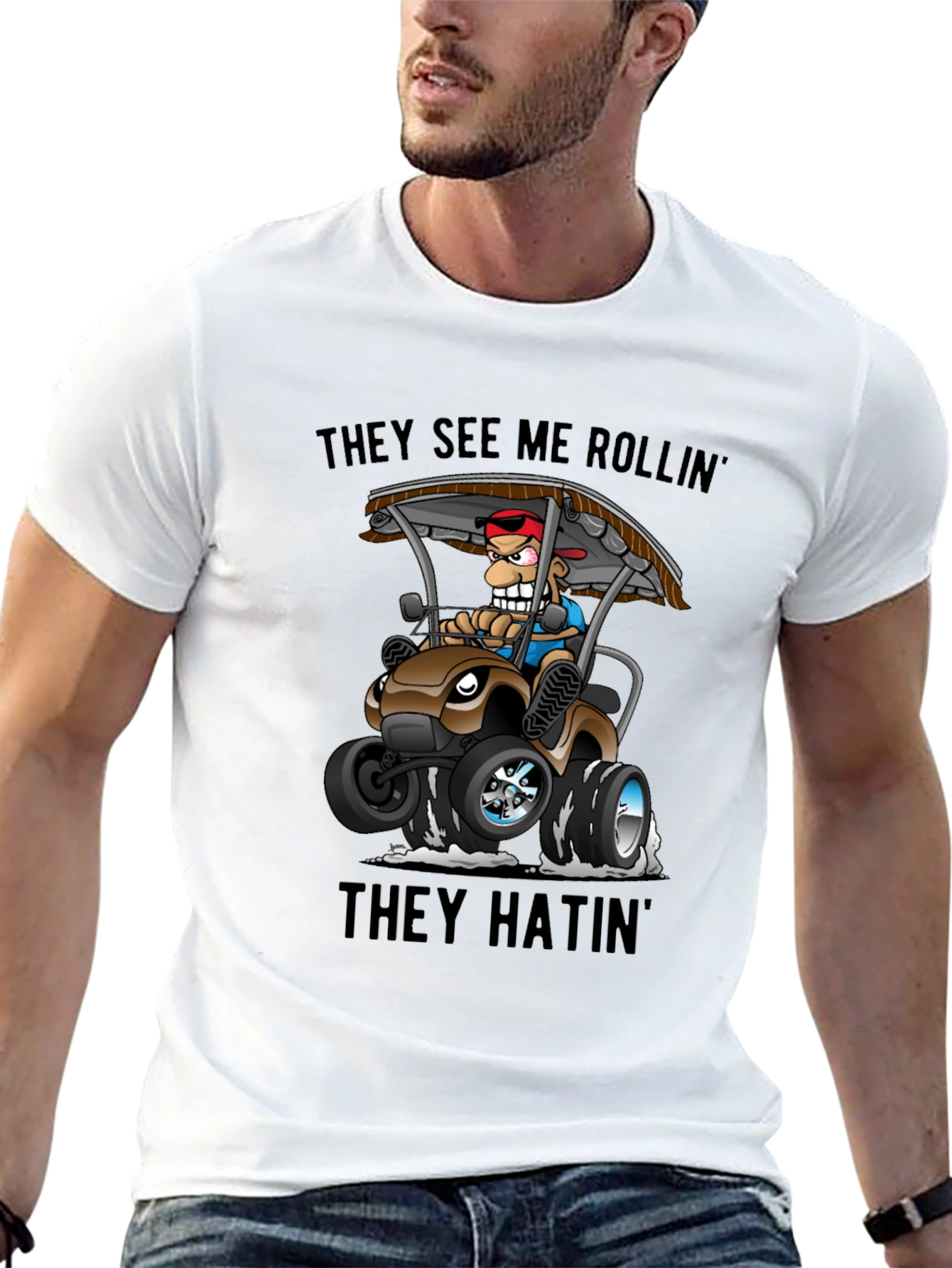 Black They See Me Rollin' T-Shirt view 13