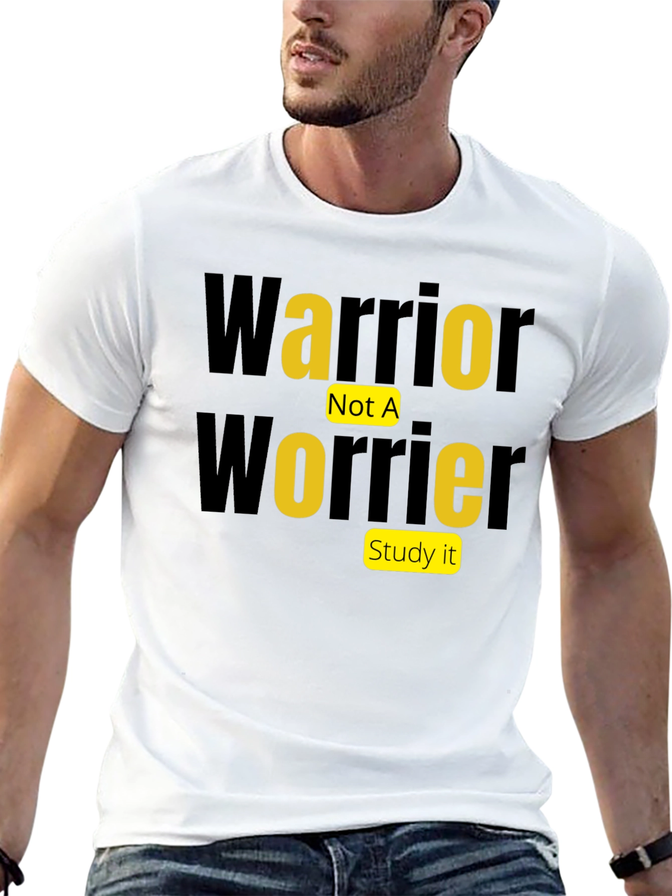 Black Warrior Not A Worrier Graphic Tee - Motivational Shirt view 13