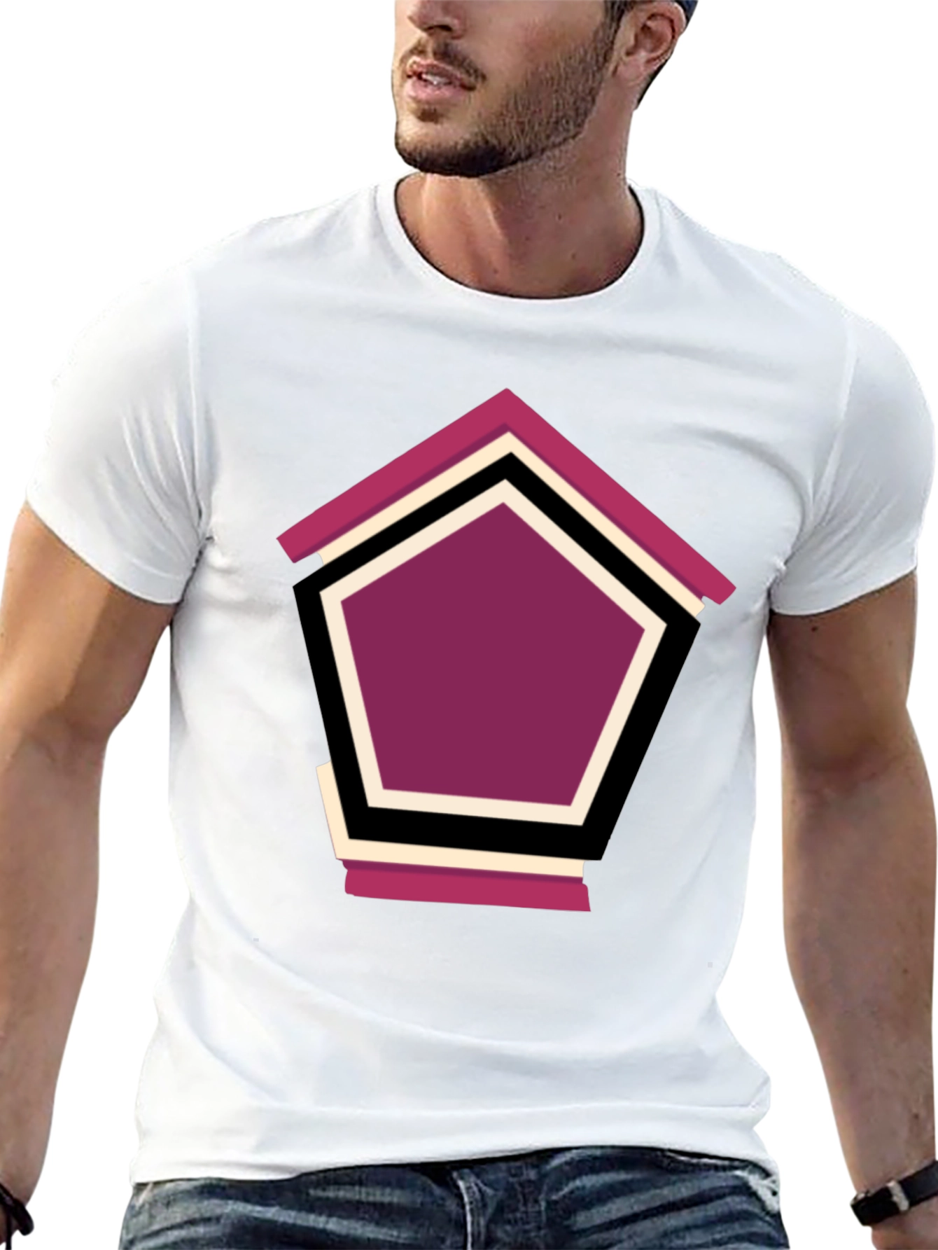 Black Geometric Penthouse T-Shirt - Stylish Design view 13