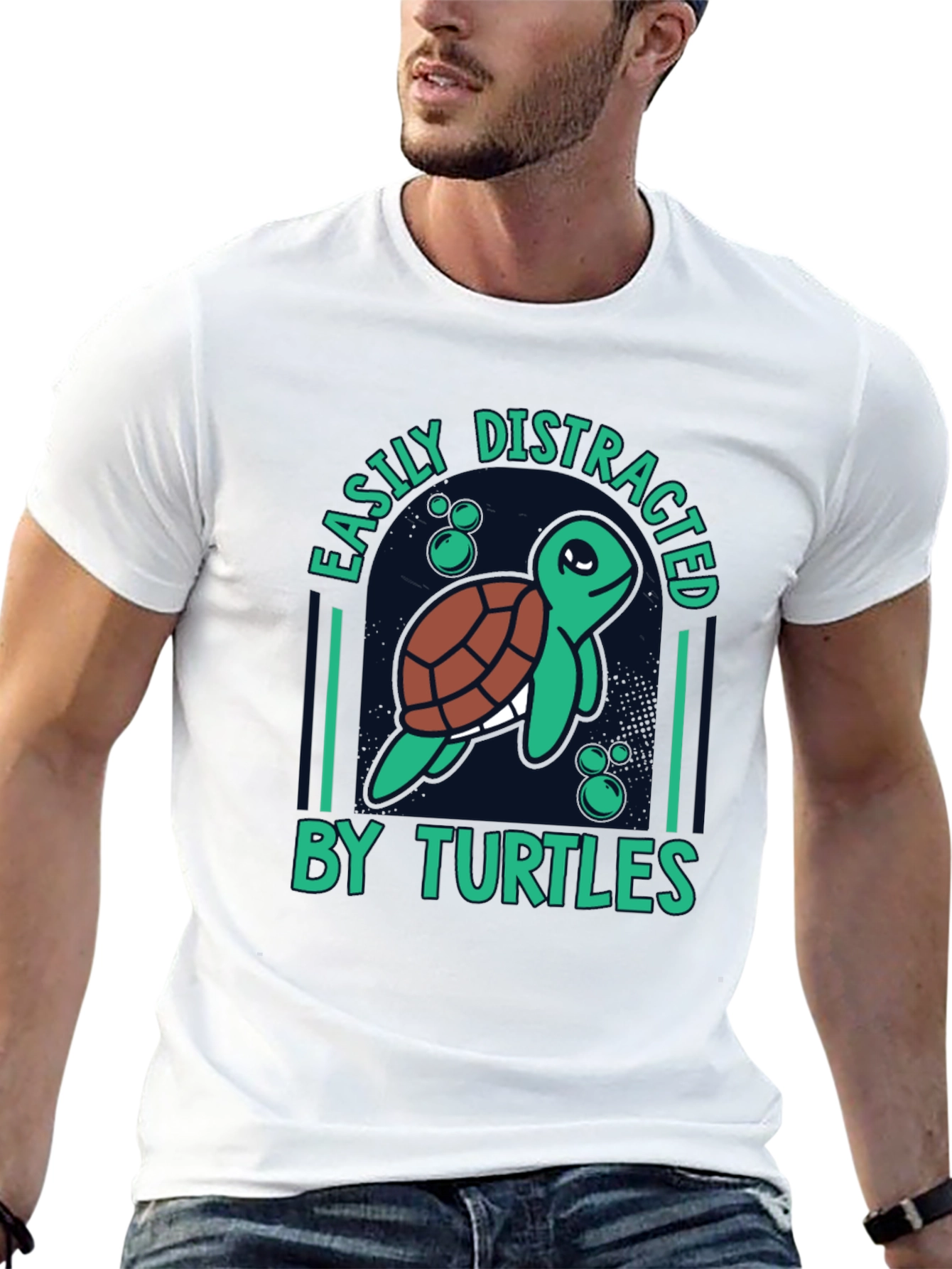 Black Easily Distracted by Turtles Graphic Tee view 13