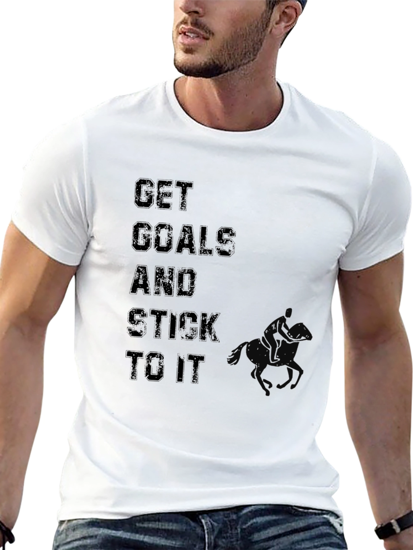 Black Get Goals & Stick to It - Graphic Black T-Shirt view 13