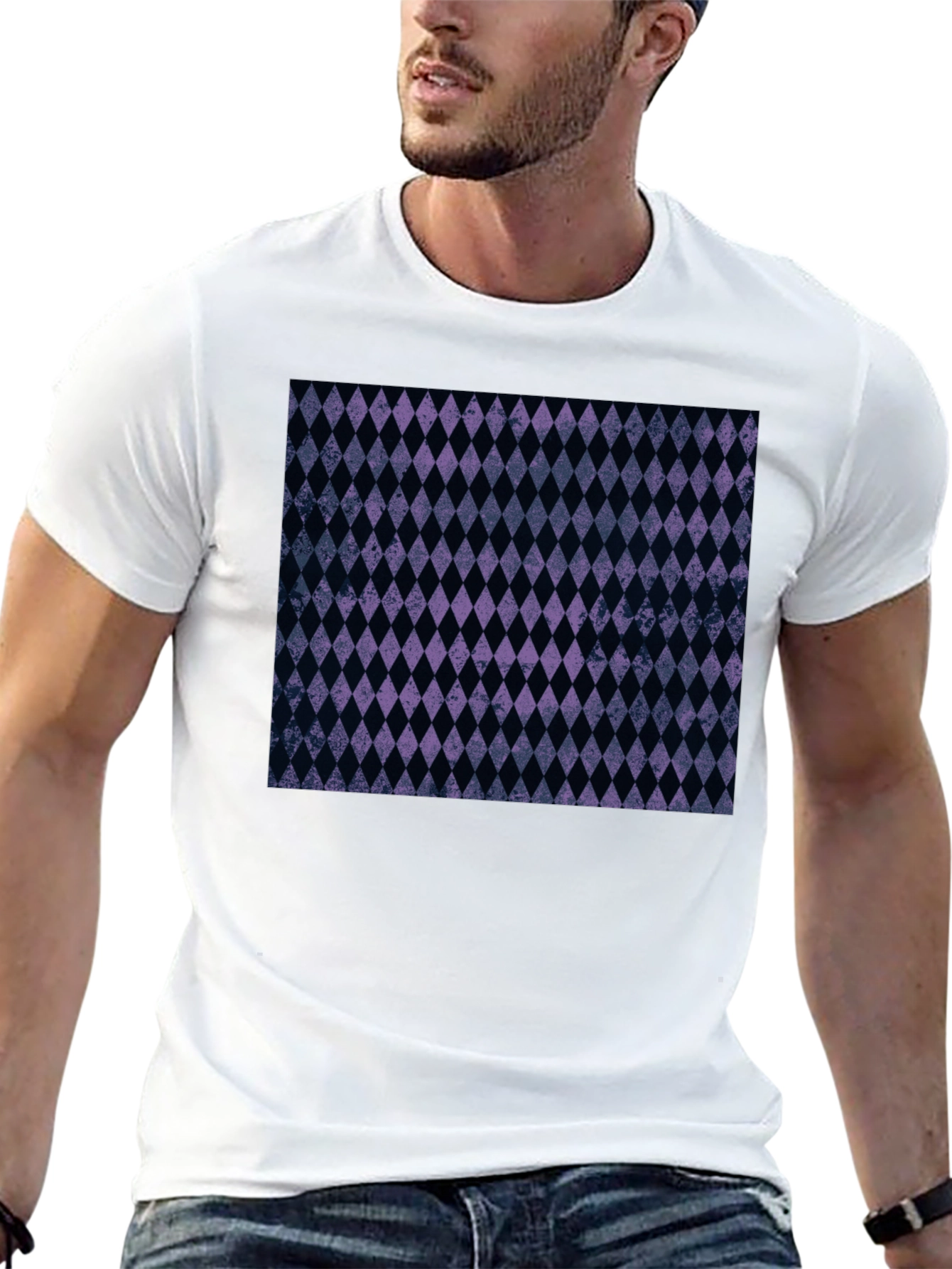 Black Diamond Pattern Black T-Shirt view 13