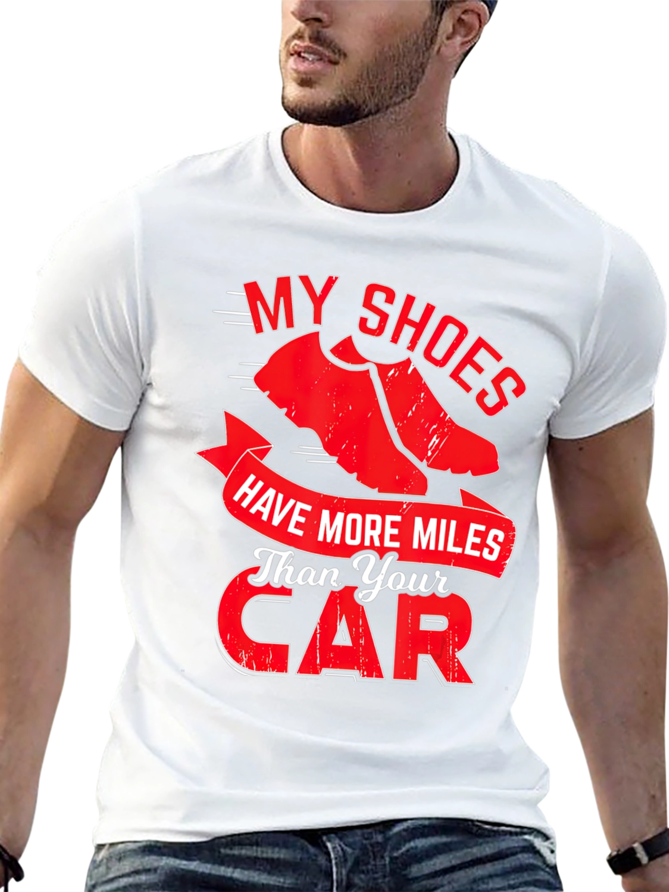 Black My Shoes Have More Miles Than Your Car Graphic Tee view 13