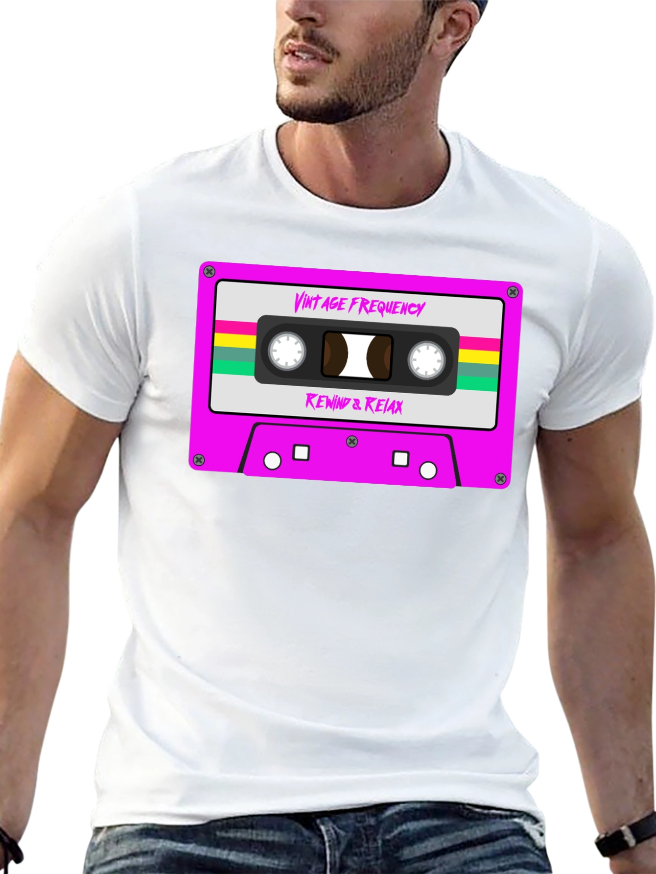 Black Vintage Frequency Cassette Tape Graphic T-Shirt view 13