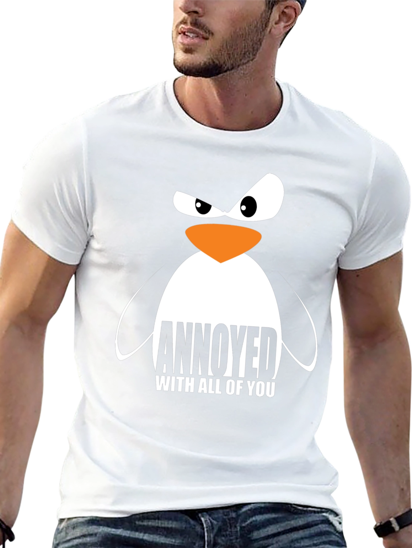 Black Annoyed Penguin Graphic T-Shirt view 13